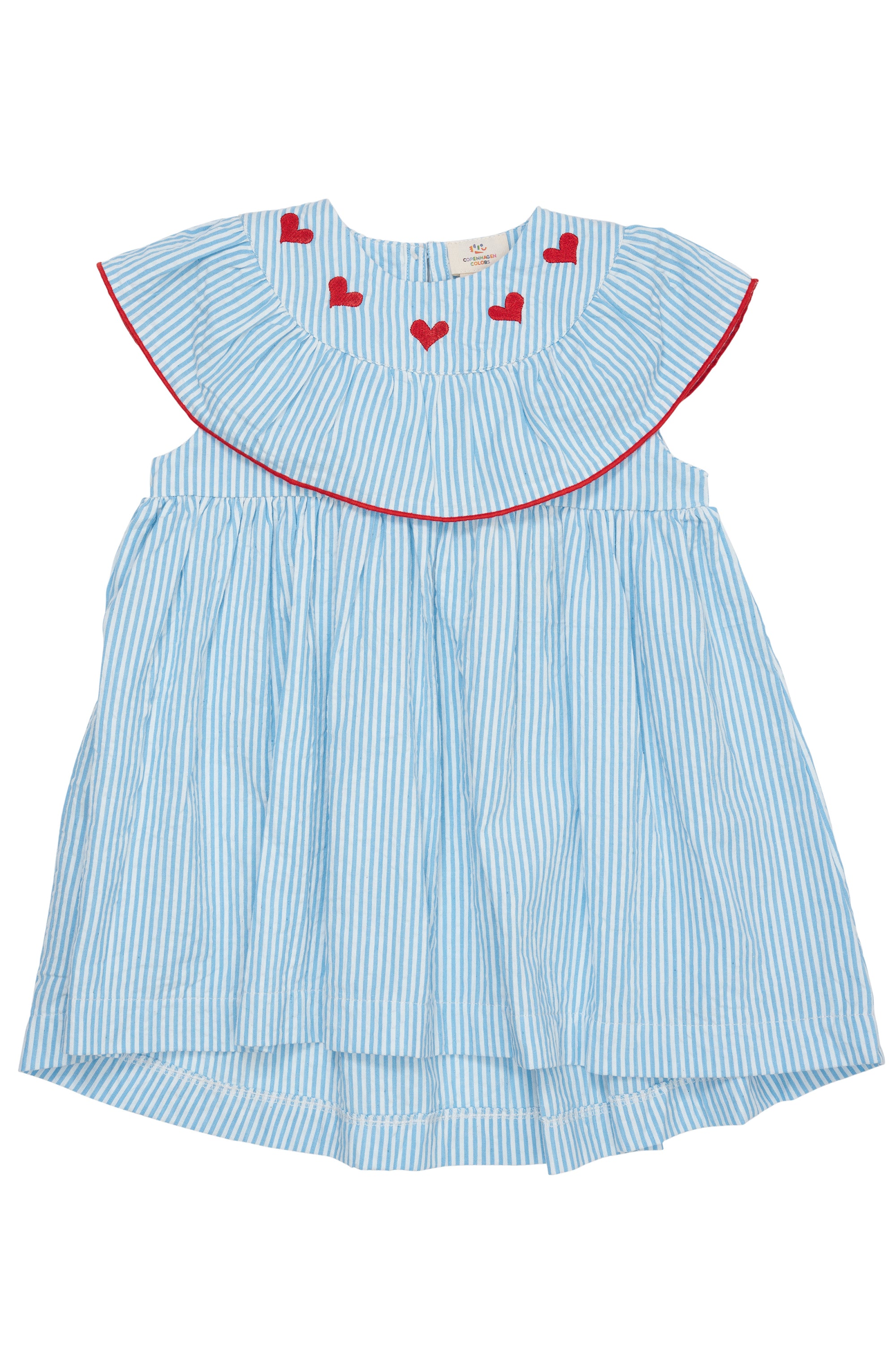 Copenhagen Colors Kjole med hjerter - Sky blue/Cream stripe