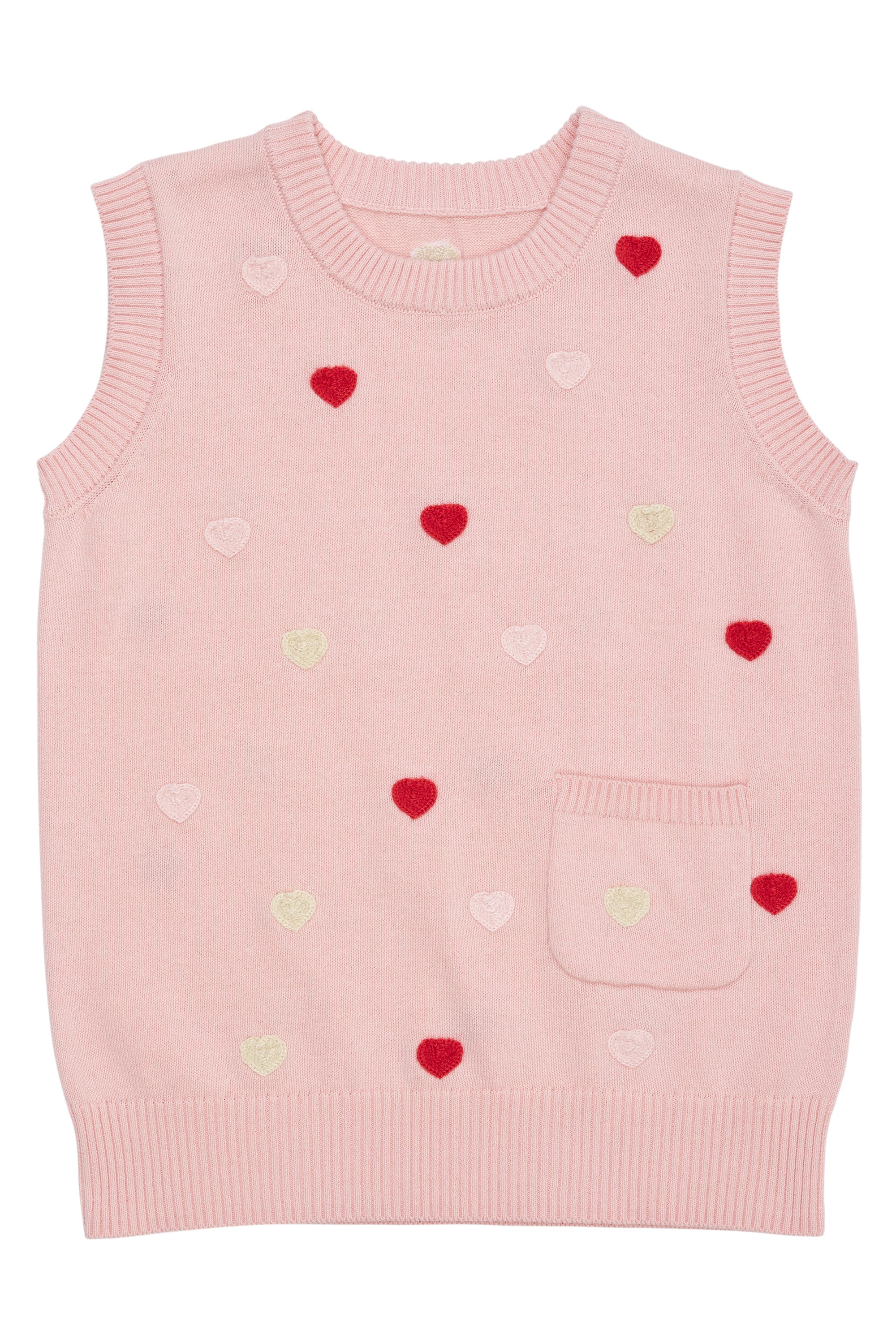 Copenhagen Colors Strik Vest med hjerter - Dusty Rose