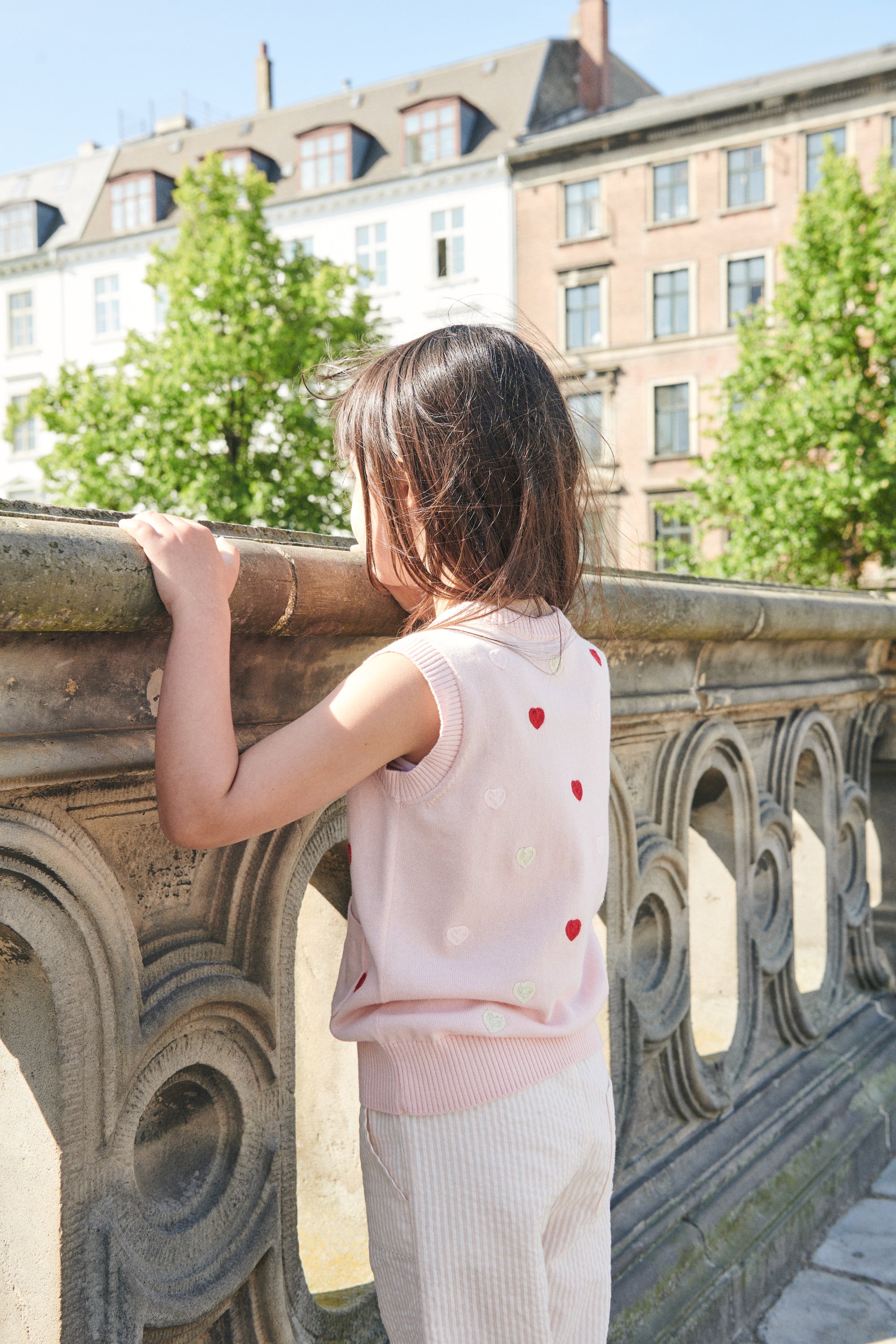 Copenhagen Colors Strik Vest med hjerter - Dusty Rose