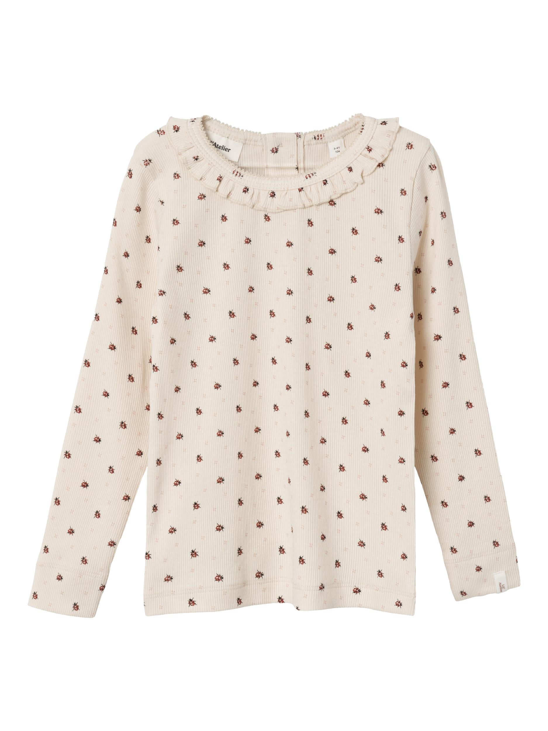 Lil Atelier Gago Slim Top med Mariehøne - Baked Grey