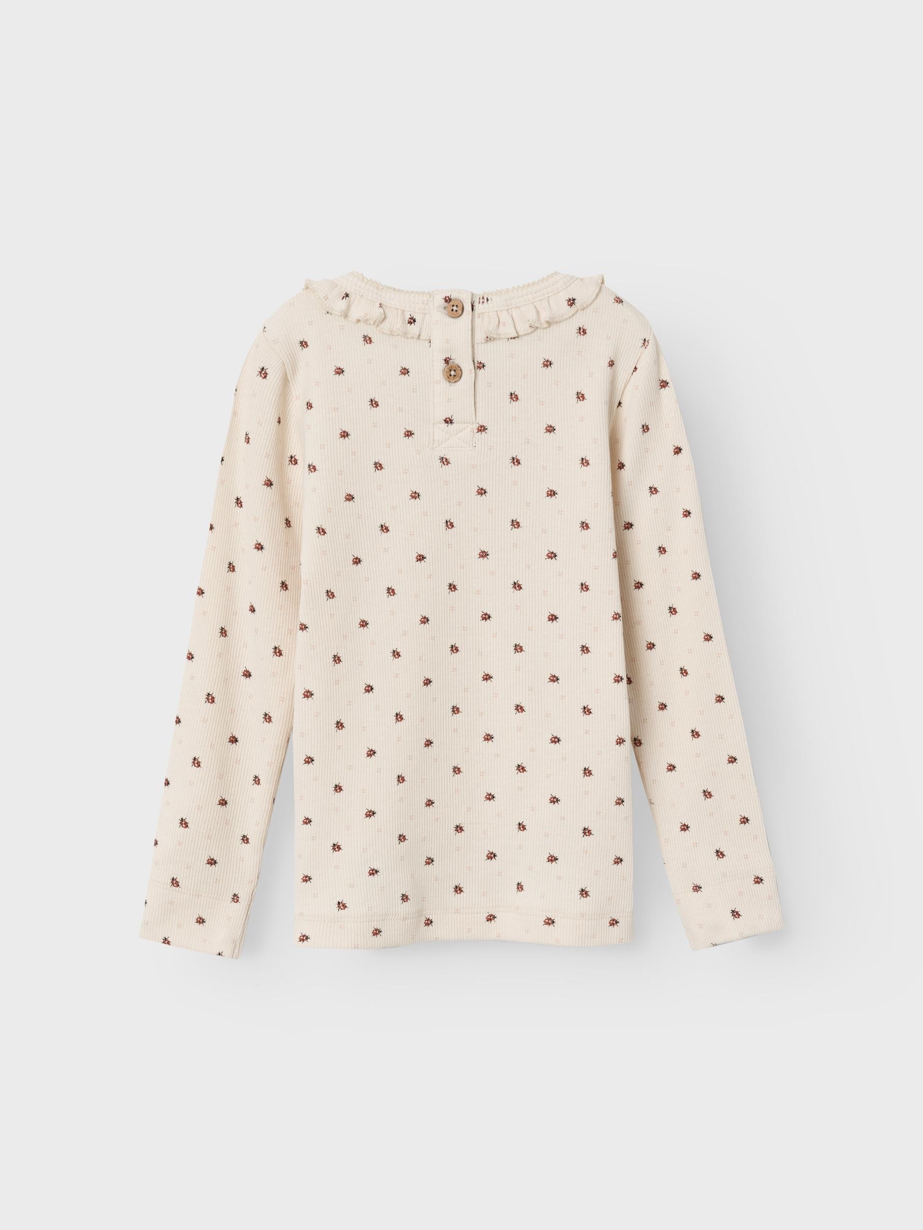 Lil Atelier Gago Kna Slim Top med Mariehøne - Whitecap Gray