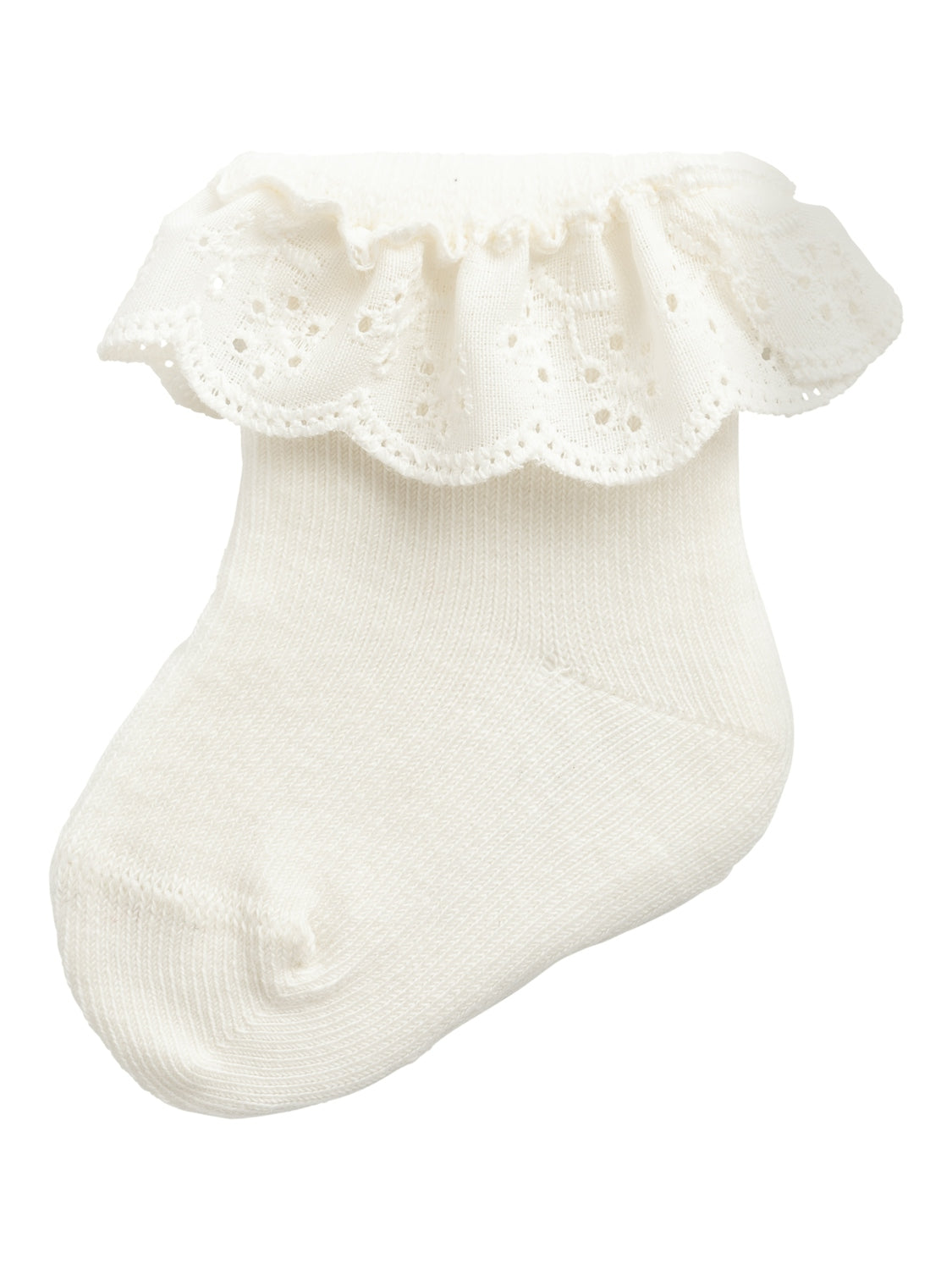 Lil Atelier - Dertrud Baby Ankelstrømpe med Blondekant - Coconut Milk