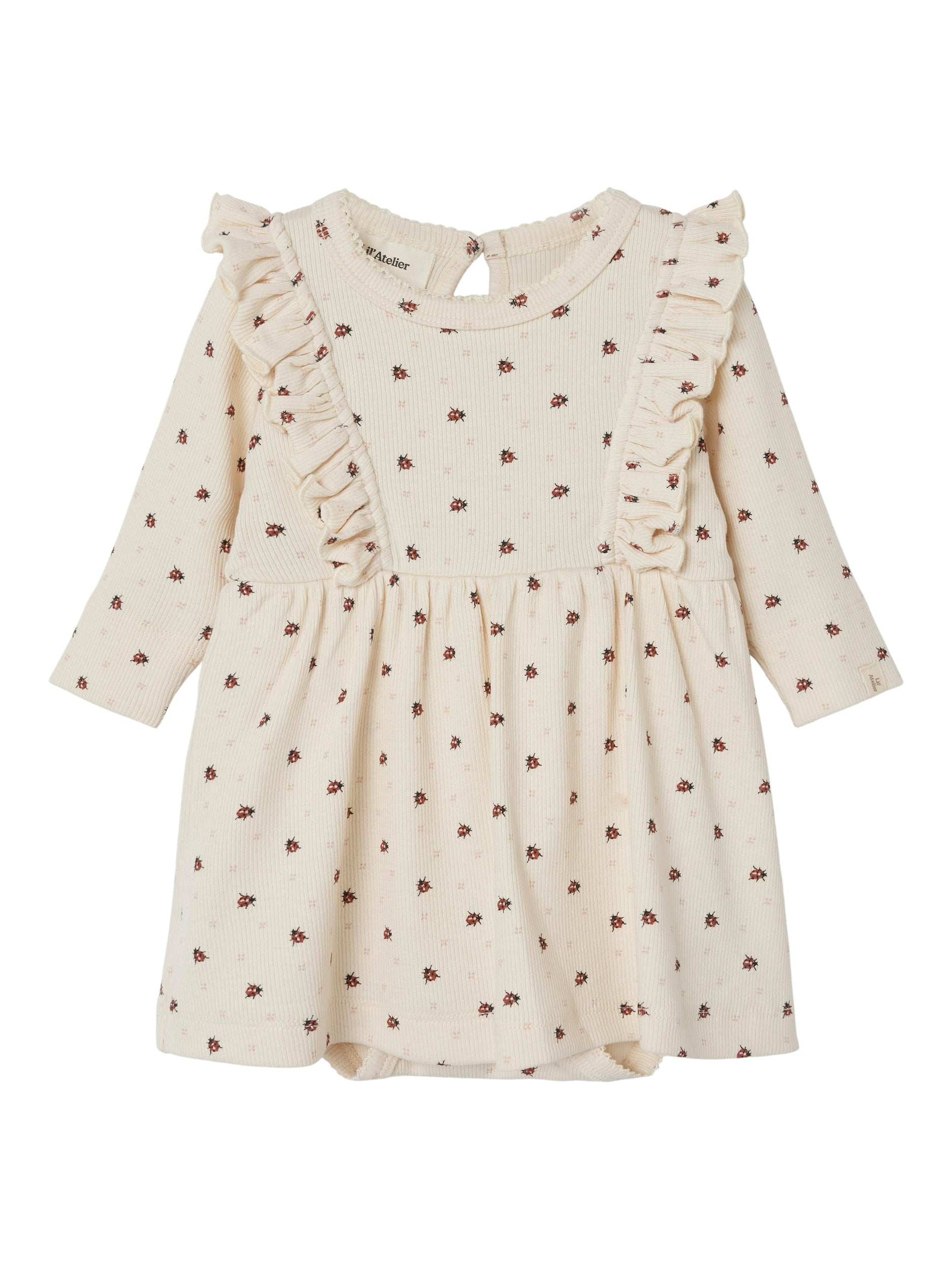 Lil Atelier Gago Kne Body Kjole med Mariehøne - Whitecap Gray