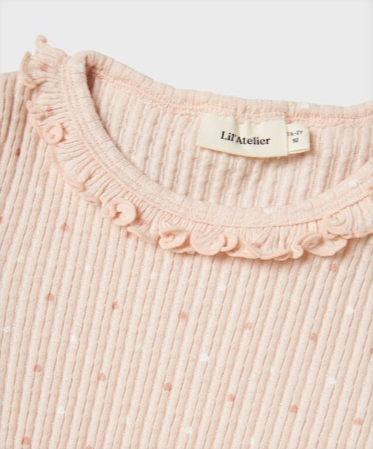Lil Atelier Hulla Hua SS Slim Top - Peach Whip