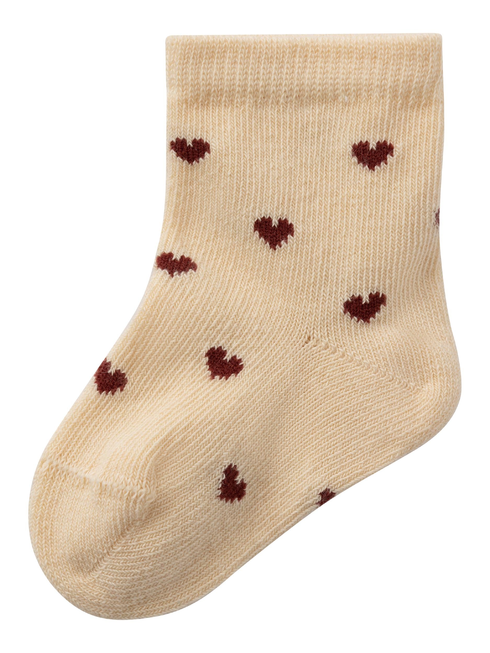 Lil Atelier - Rossa Sock med hjerter - Wood Ash