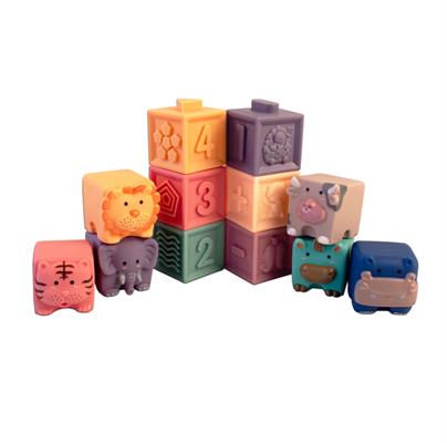 Magni Stabelklodser med tal & dyr - 12 stk.