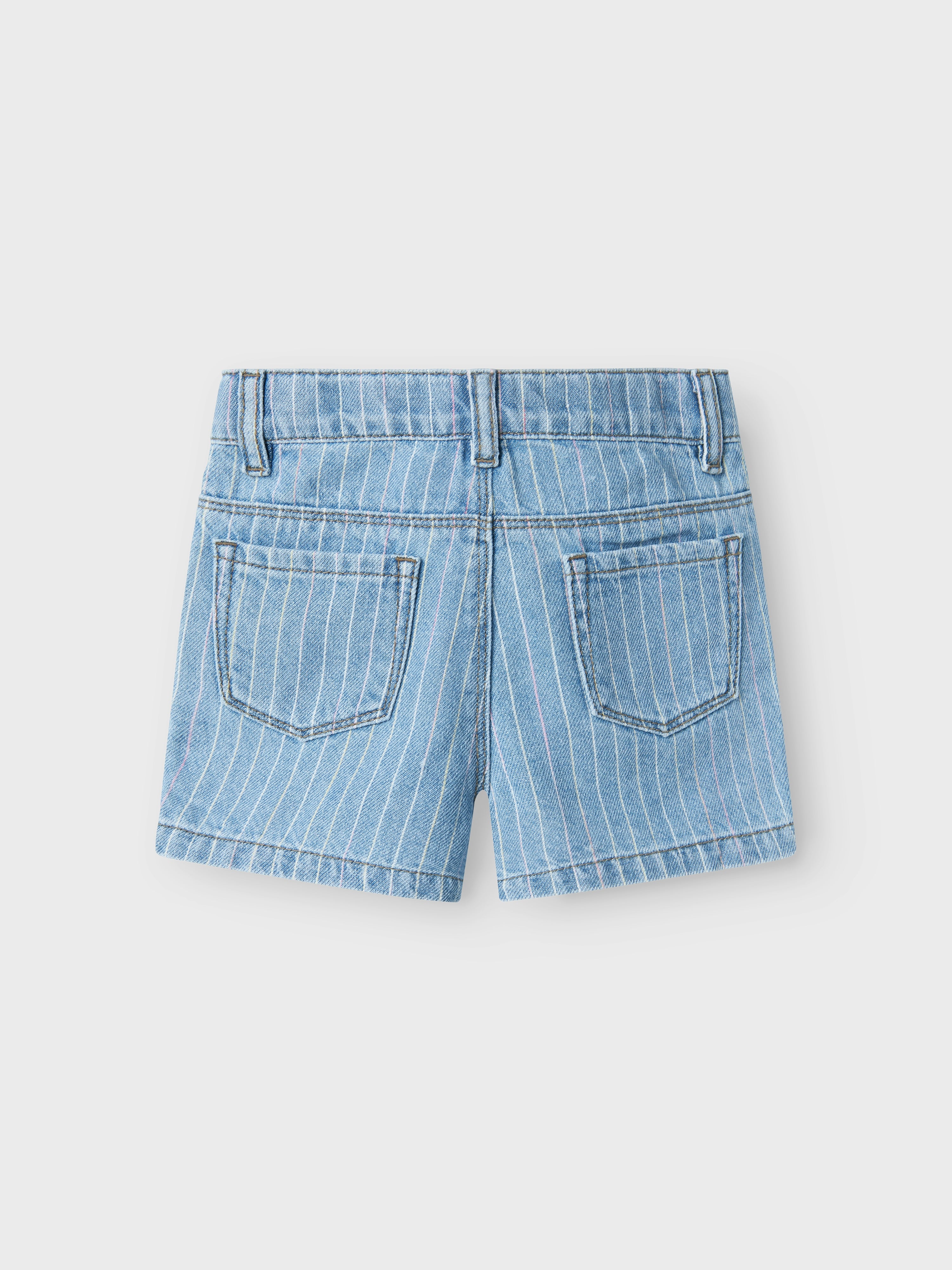 Name It Macie Stripe Denim Shorts - Light Blue Denim