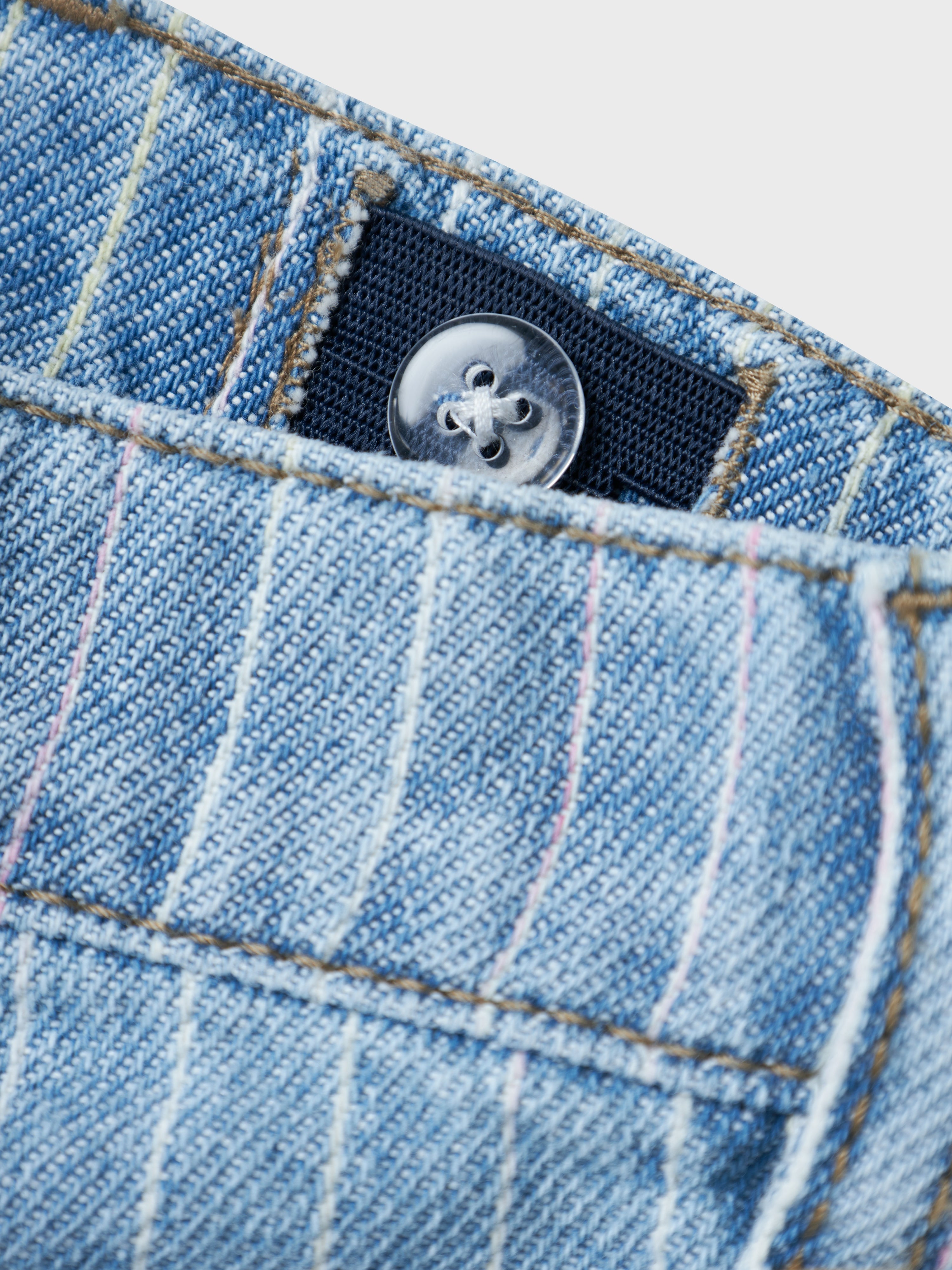 Name It Macie Stripe Denim Shorts - Light Blue Denim