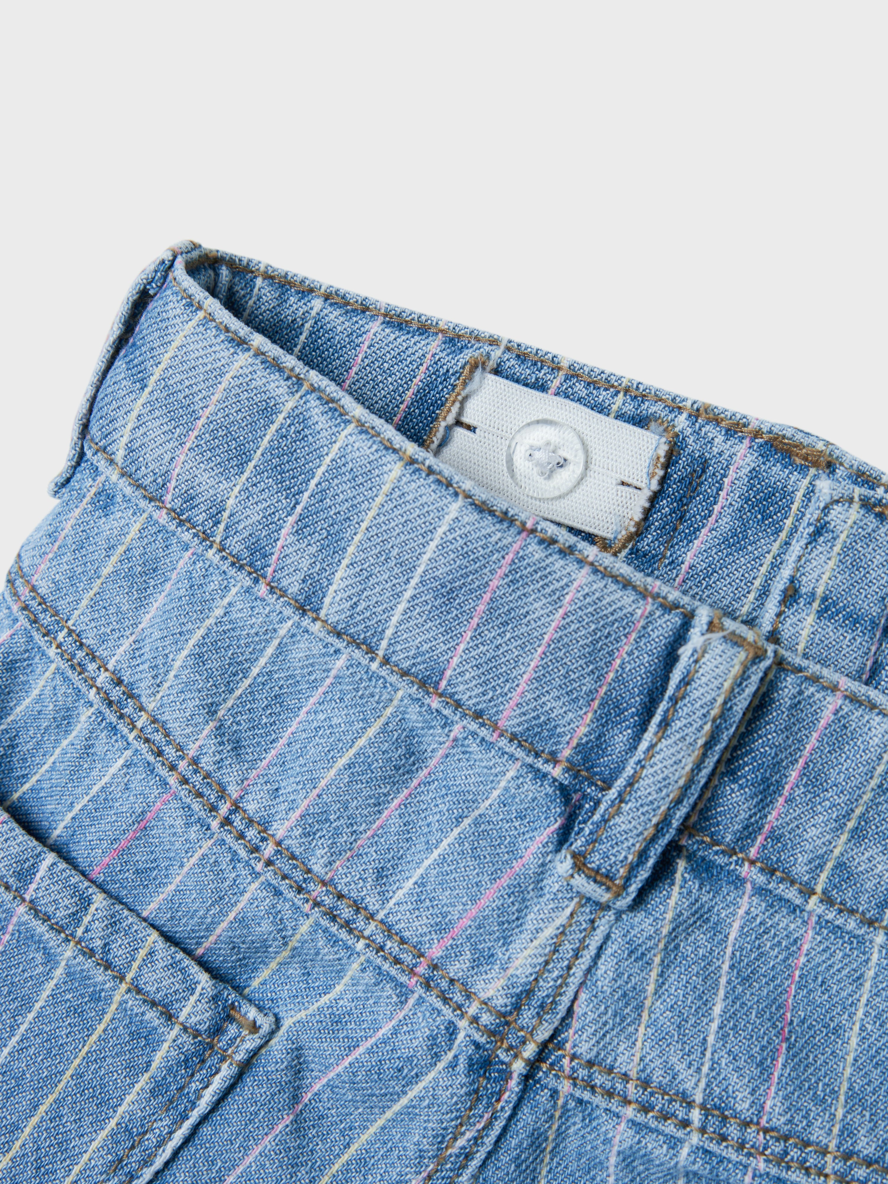 Name It Rose Wide Stripe Jeans - Light Blue Denim