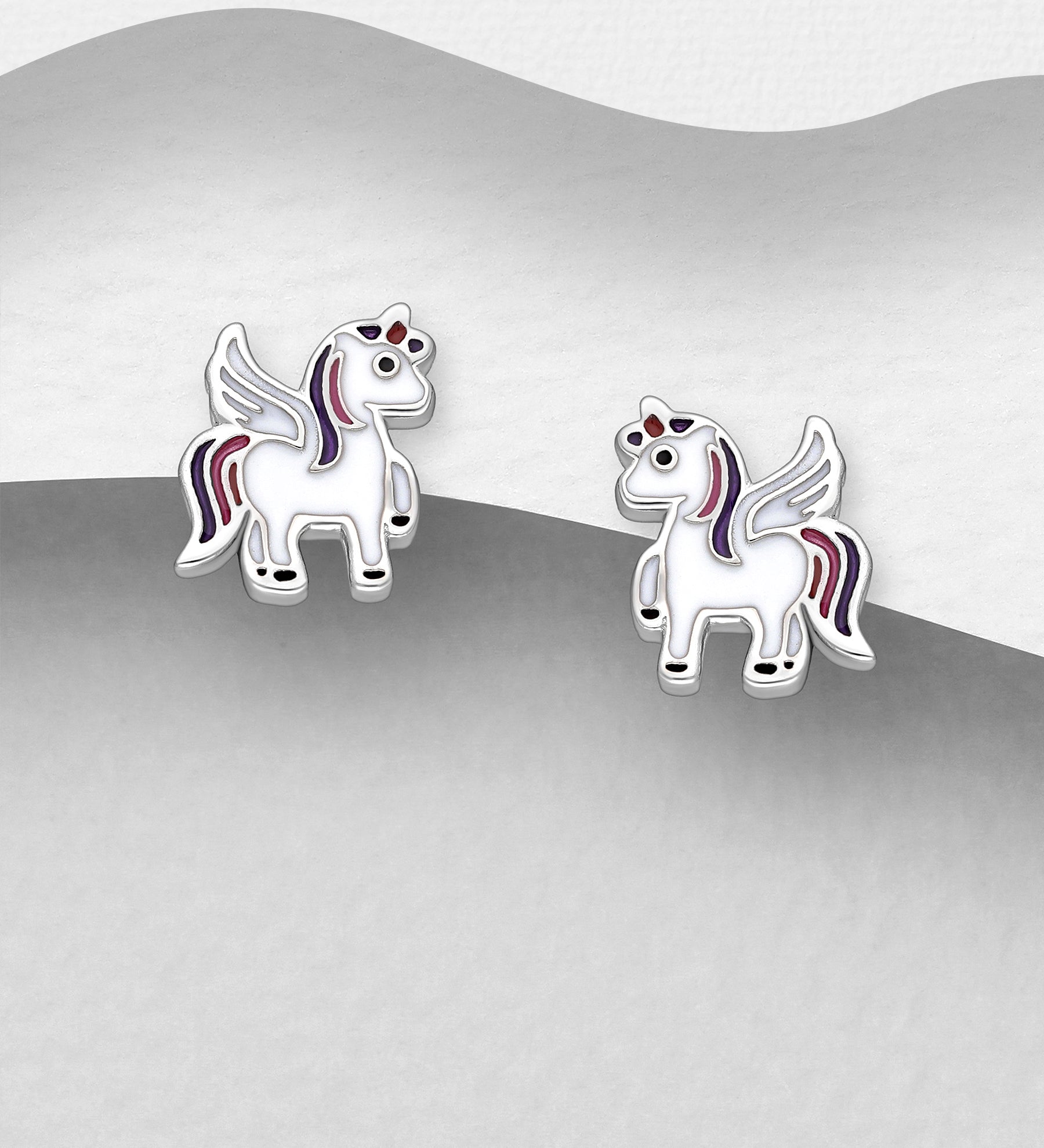 Enhjørning Ørestikker Sølv