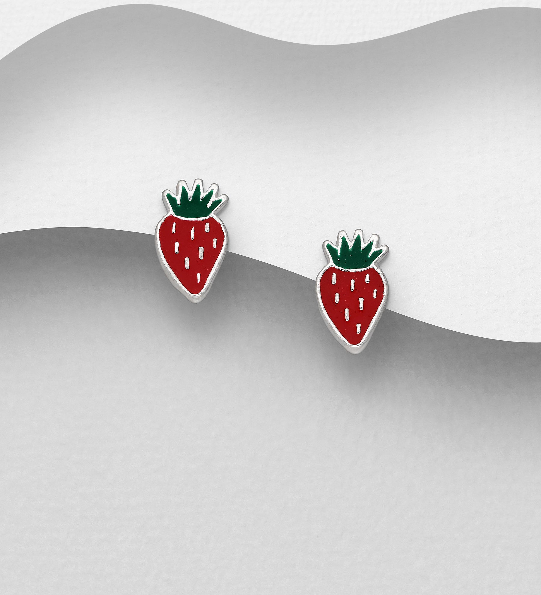 Jordbær Ørestikker Sølv - Rød