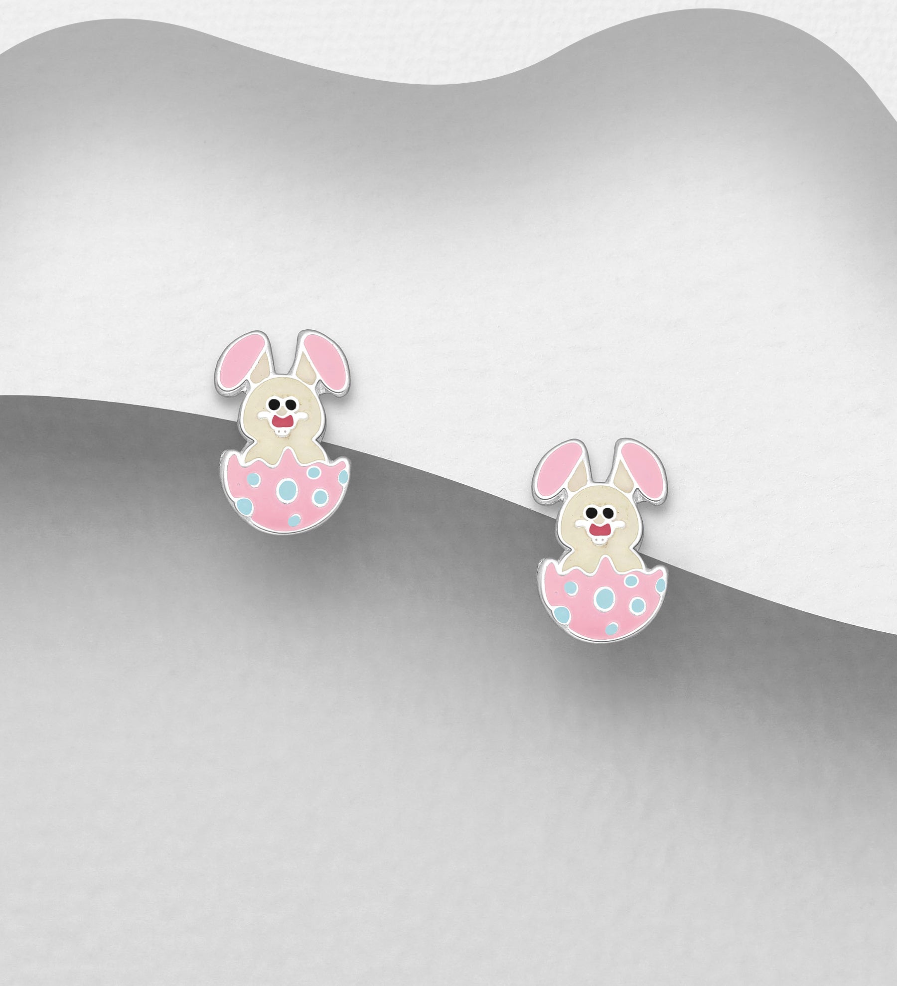 Påskekanin Ørestikker Sølv - Lyserød