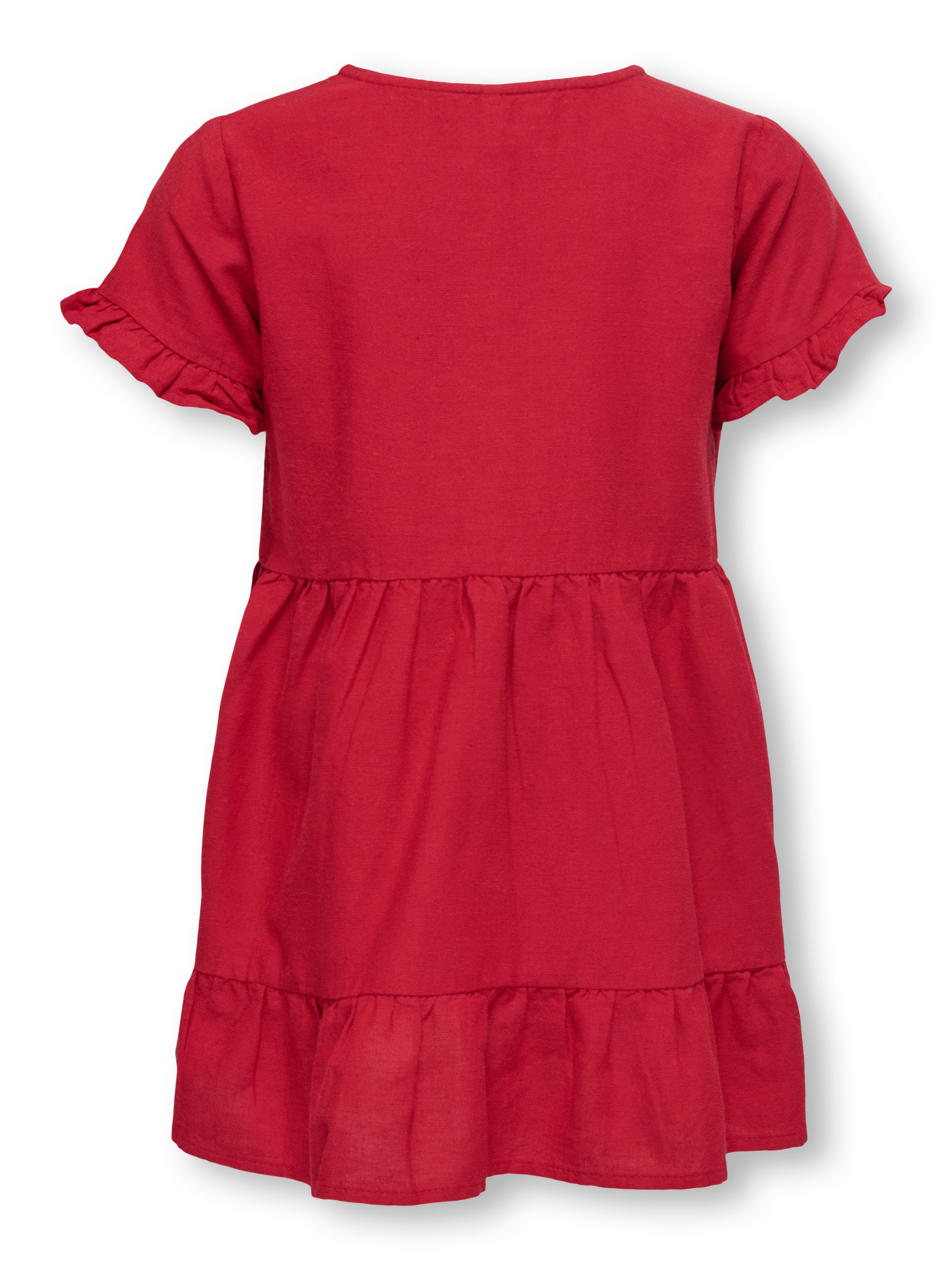 Only Mini Annabell Linen Dress - Equestrian Red