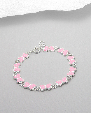 Smykkesæt med lyserøde sommerfugle