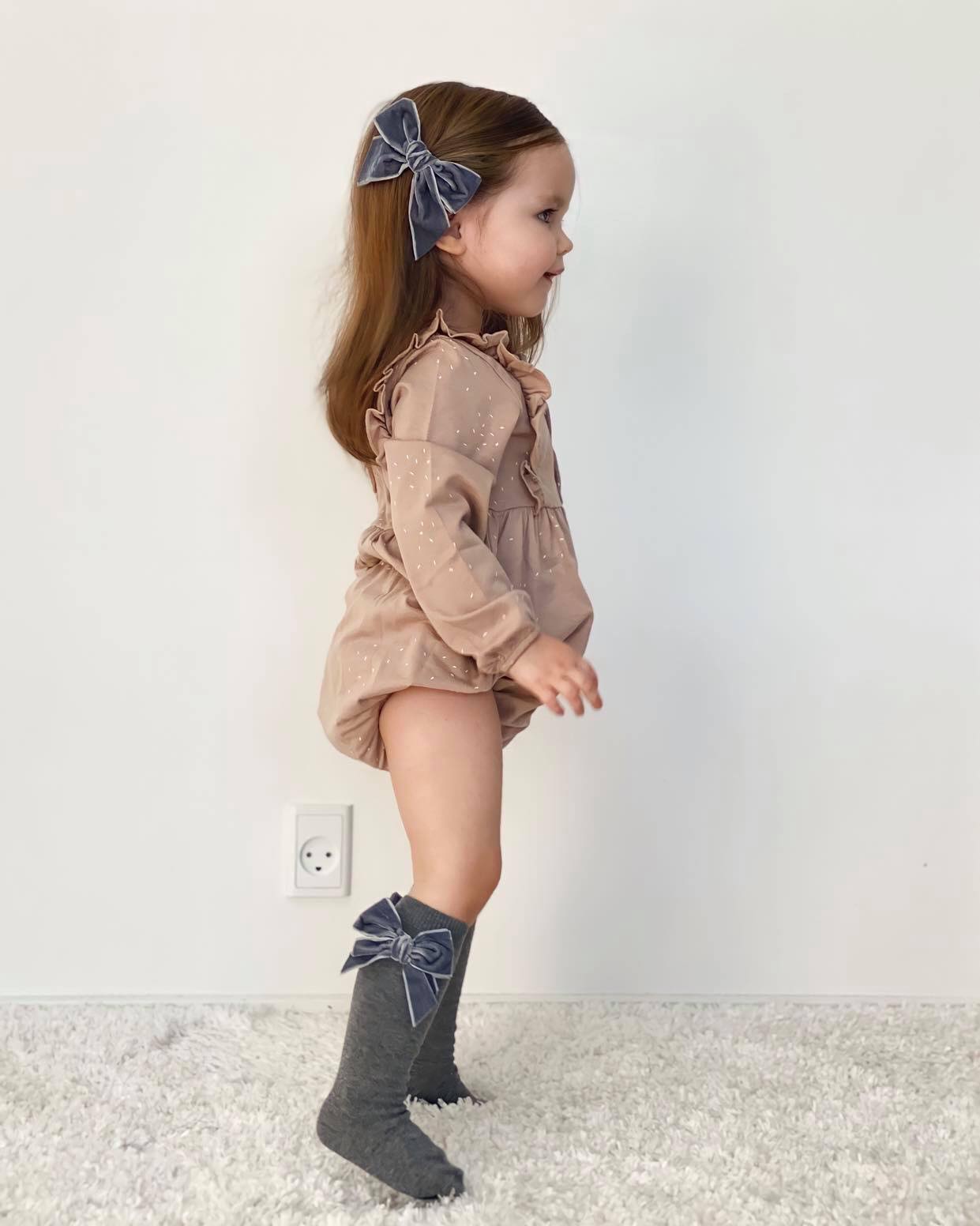 Condor Knæstrømper med Velour Sløjfe Grå