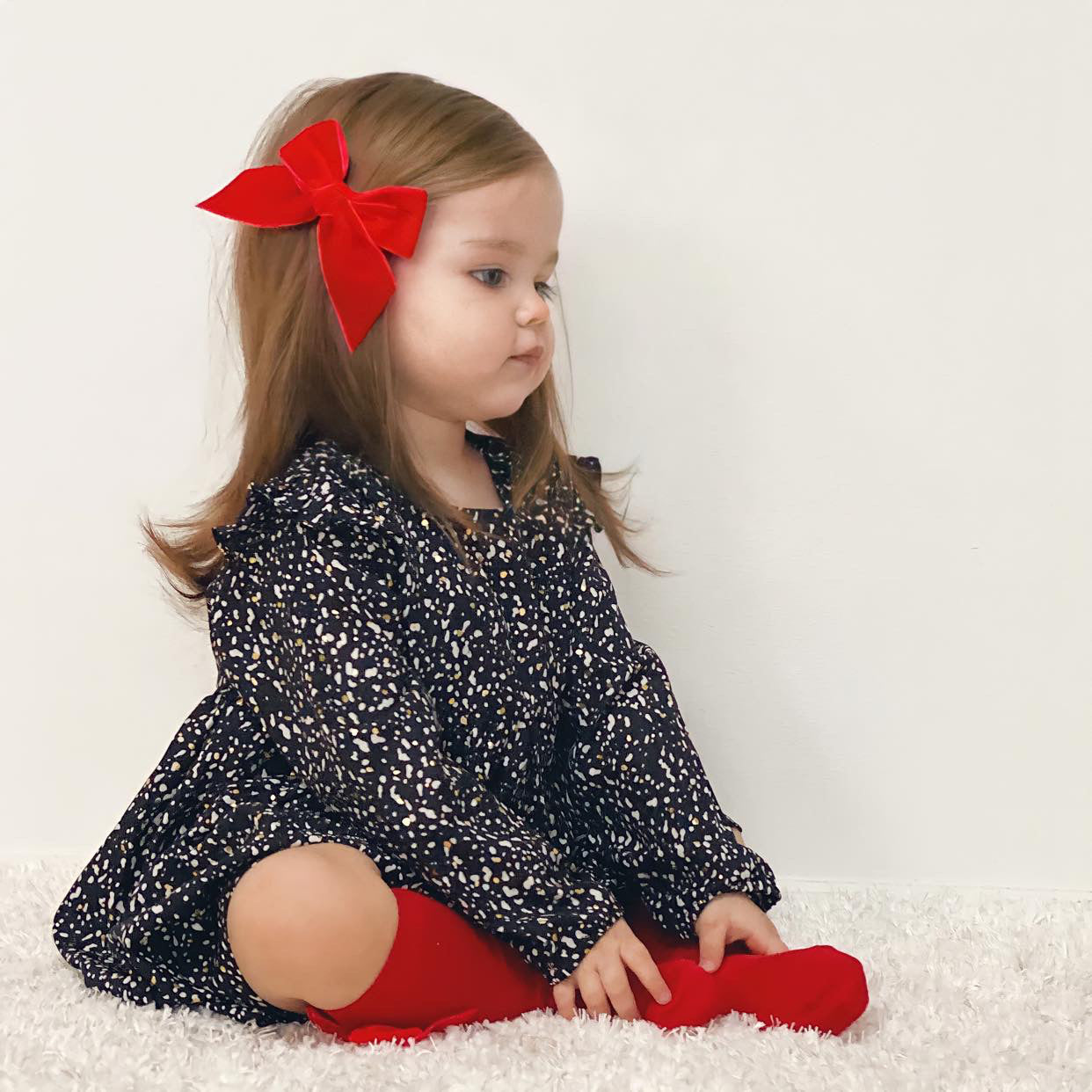 Condor Knæstrømper med Velour Sløjfe Røde