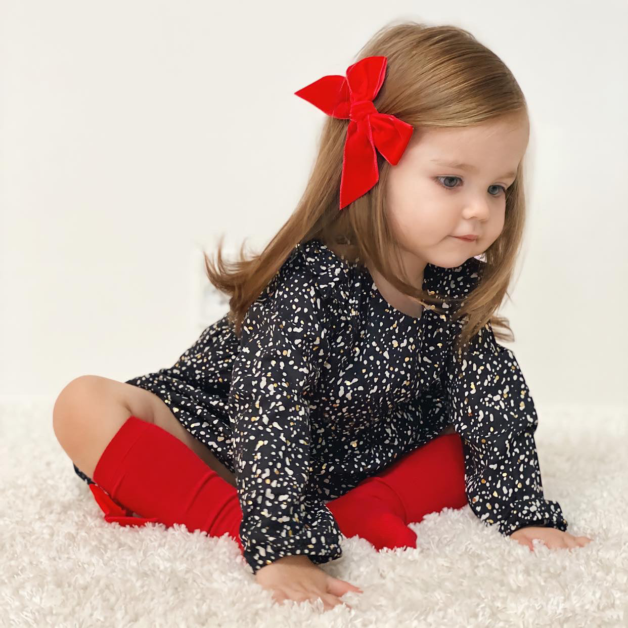 Condor Knæstrømper med Velour Sløjfe Røde