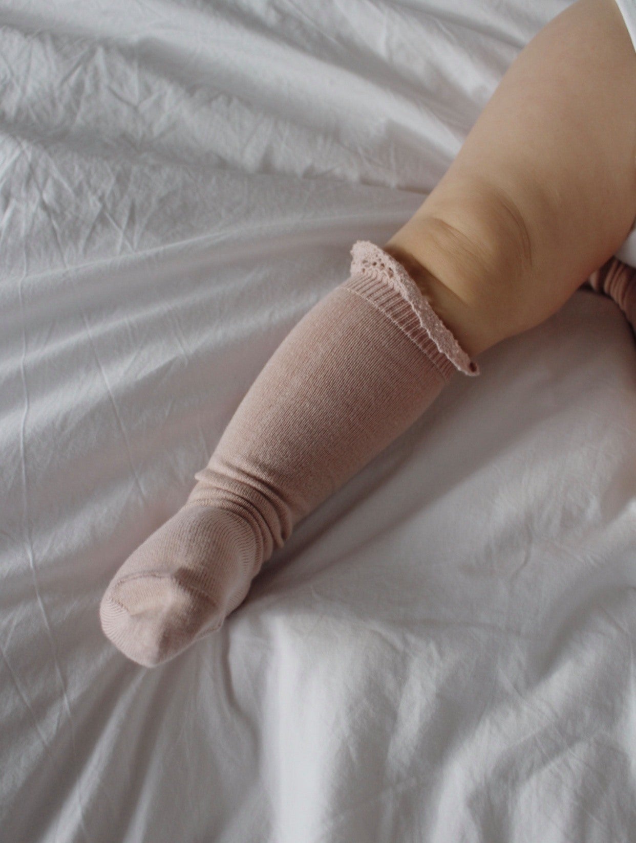 Condor Knæstrømper m/ Blondekant Rosa Empo