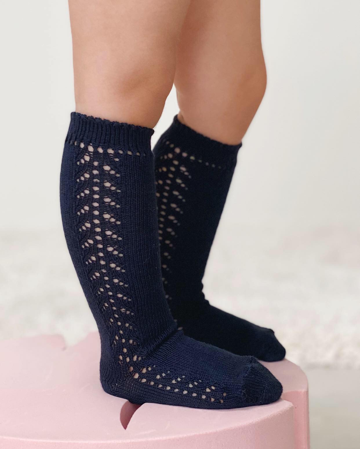 Condor Knæstrømper med Hulmønster Navy