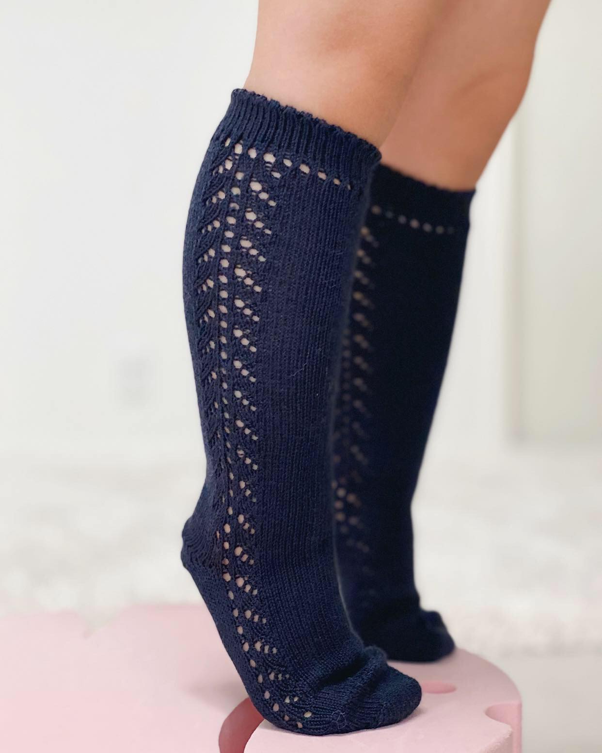 Condor Knæstrømper med Hulmønster Navy