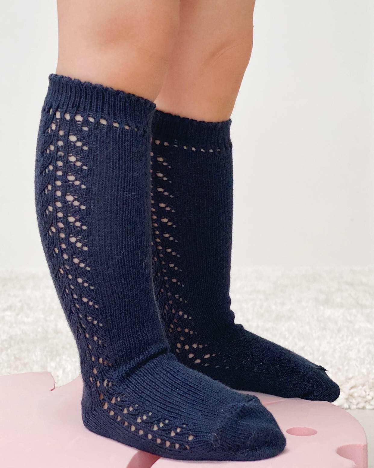 Condor Knæstrømper med Hulmønster Navy