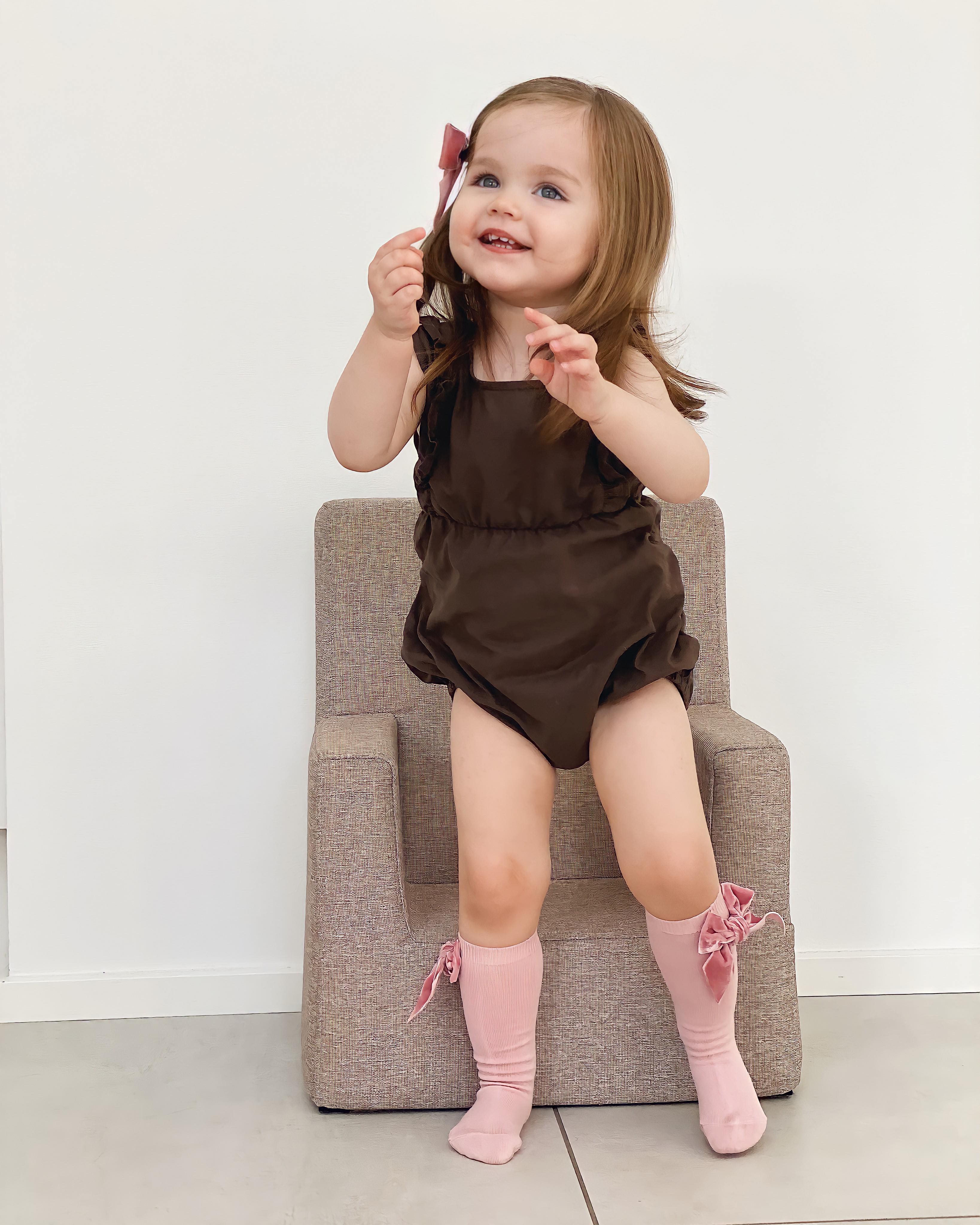 Condor Knæstrømper med Velour Sløjfe - Rosa Palo