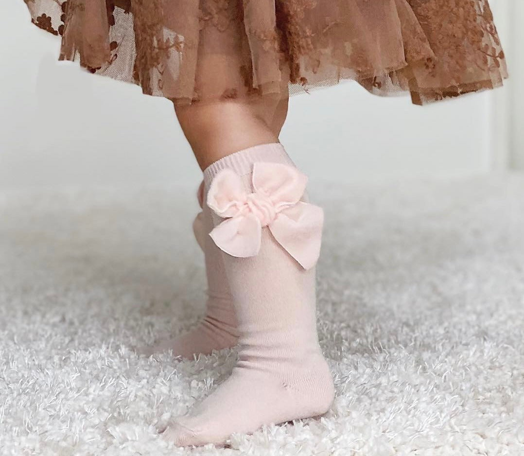 Condor Knæstrømper med Velour Sløjfe - Nude