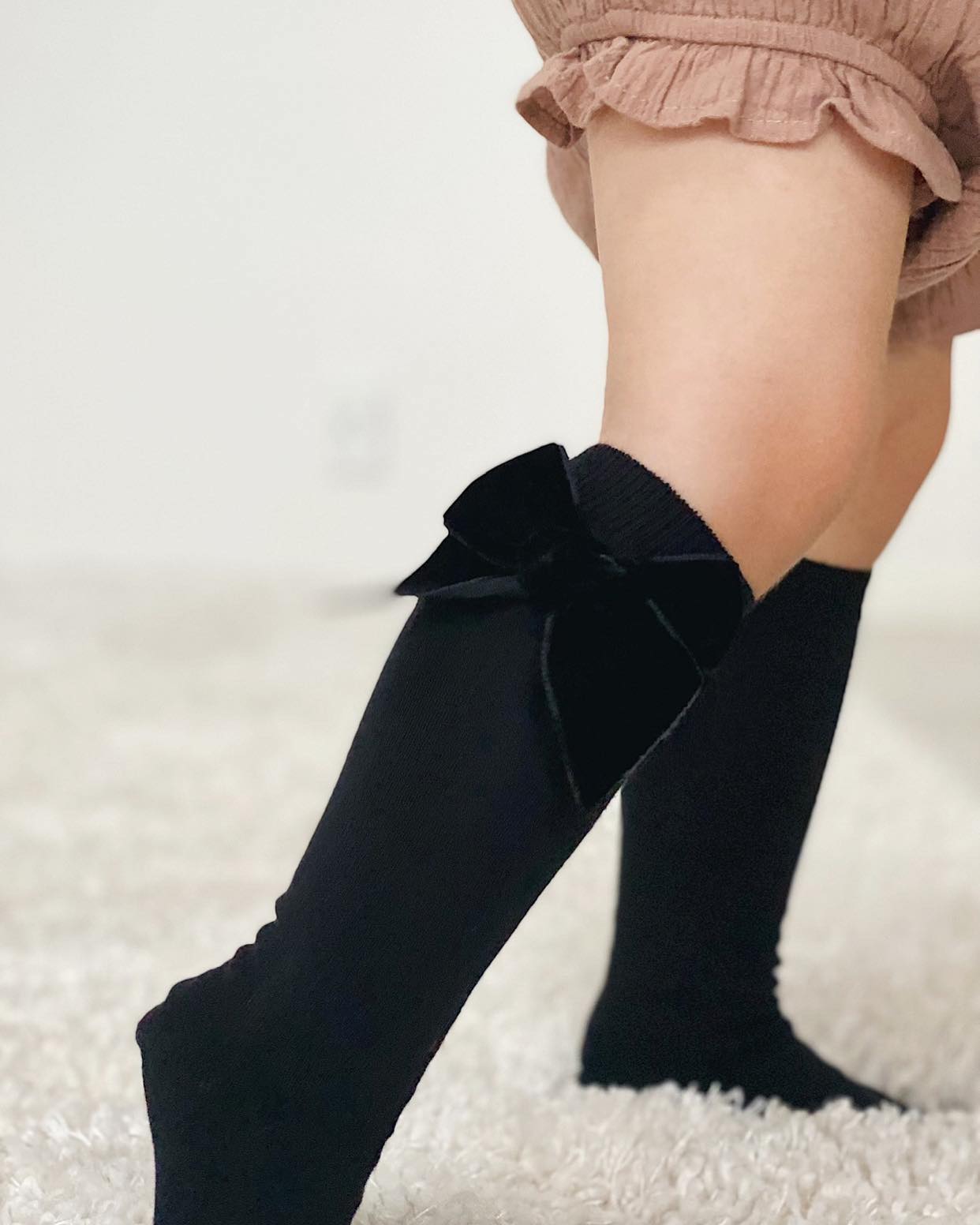Condor Knæstrømper med Velour Sløjfe Sorte