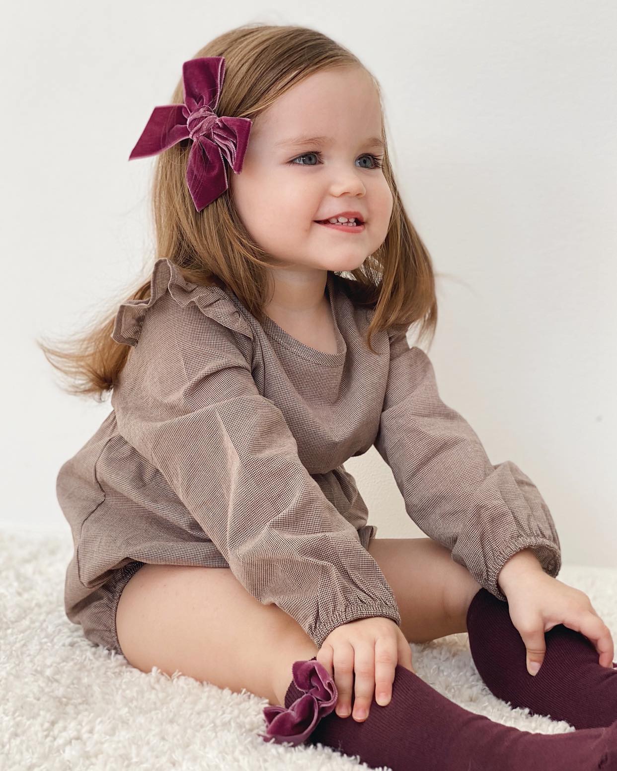 Condor Knæstrømper med Velour Sløjfe Mørk Lilla