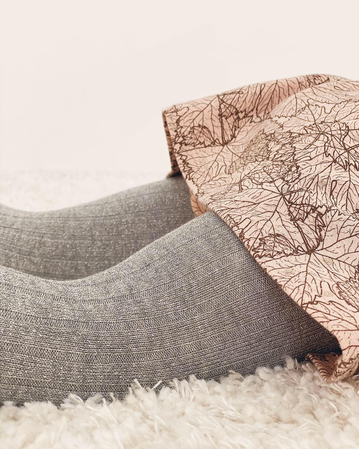 Condor Rib Strømpebukser med Sølv Glimmer Grå