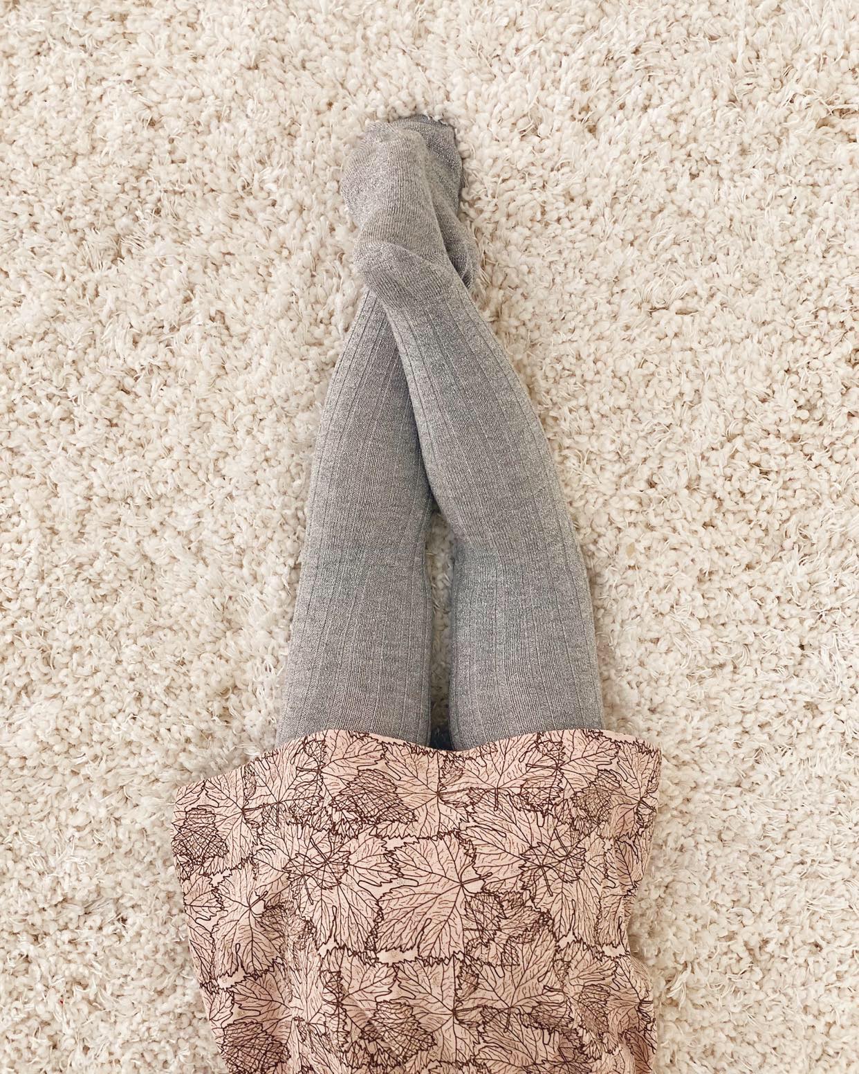 Condor Rib Strømpebukser med Sølv Glimmer Grå