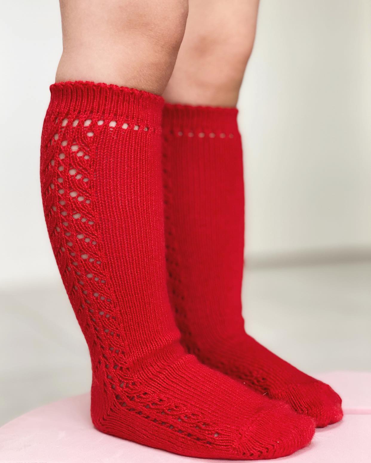 Condor Knæstrømper m/ Hulmønster Røde