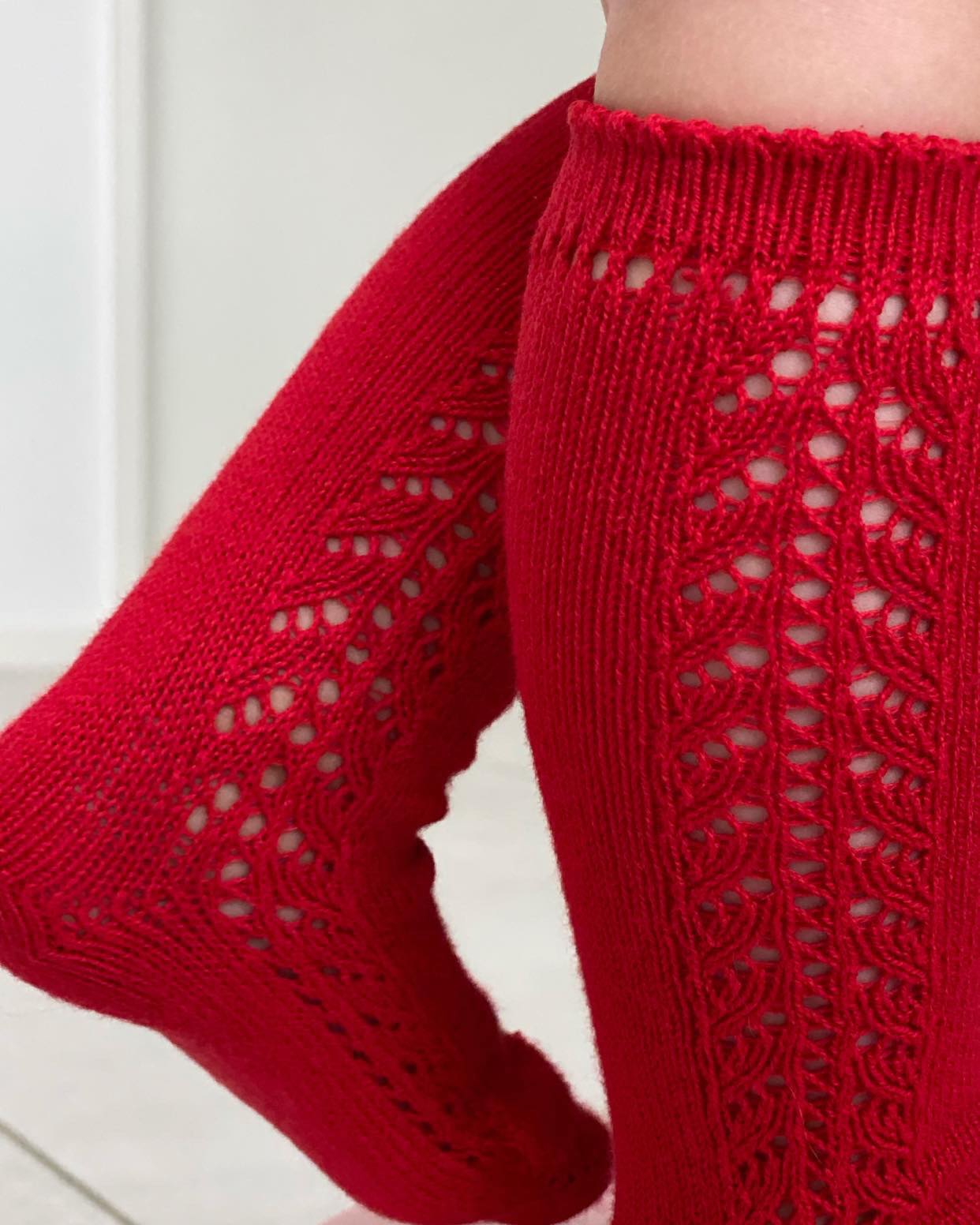 Condor Knæstrømper m/ Hulmønster Røde