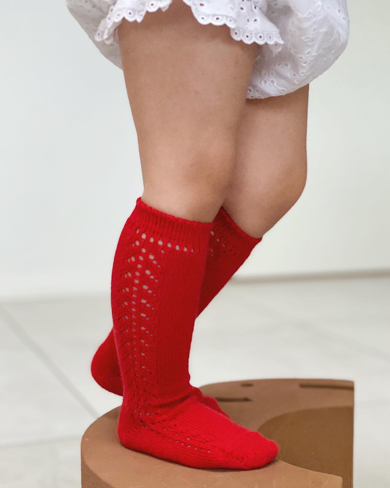 Condor Knæstrømper m/ Hulmønster Røde