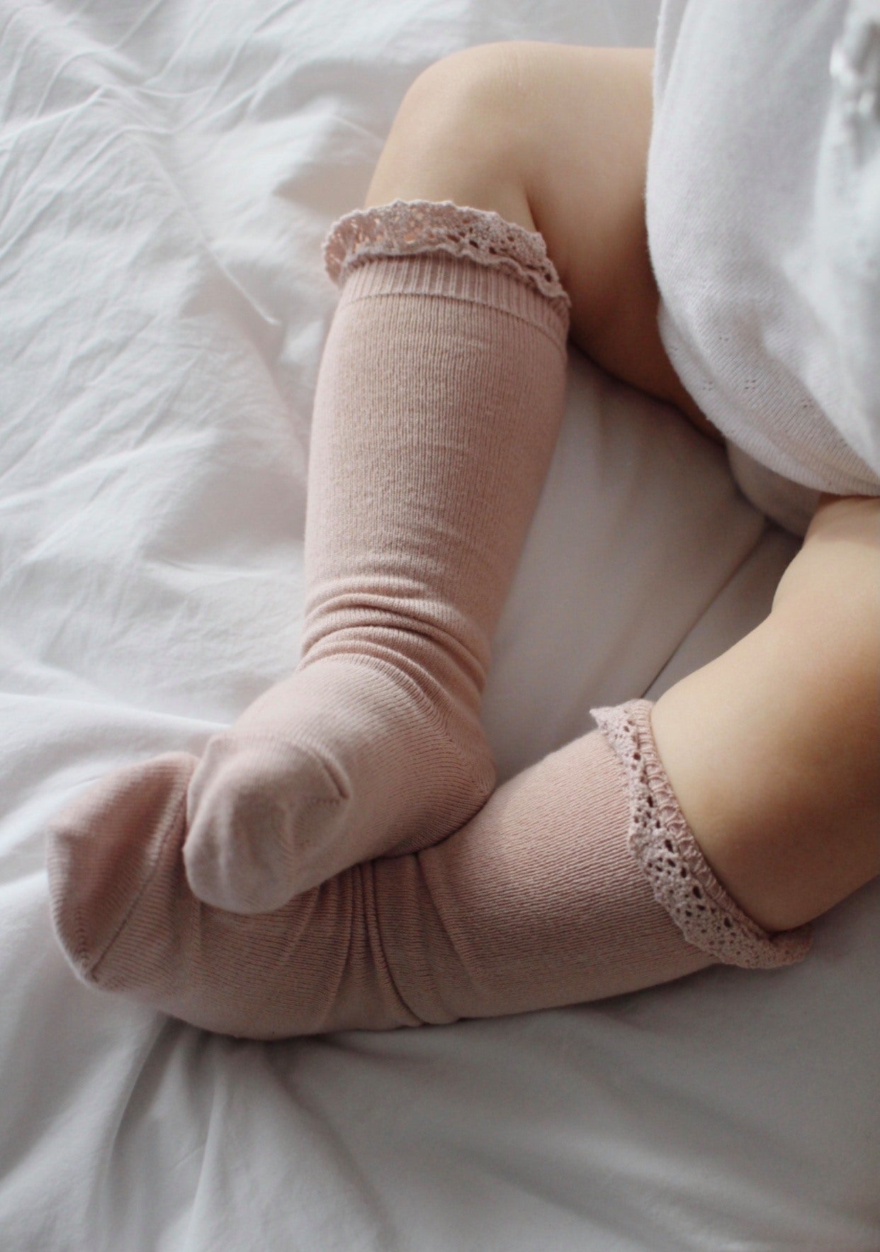 Condor Knæstrømper m/ Blondekant Rosa Empo