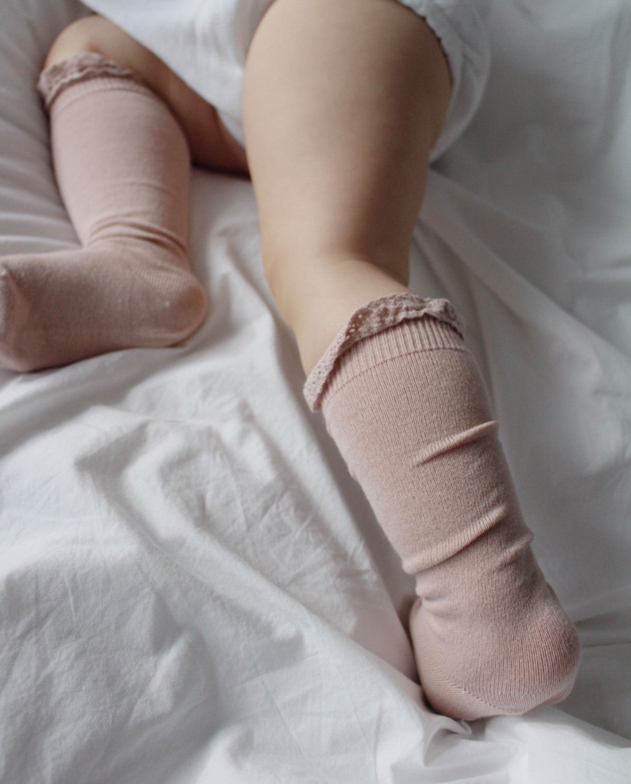 Condor Knæstrømper m/ Blondekant Rosa Empo