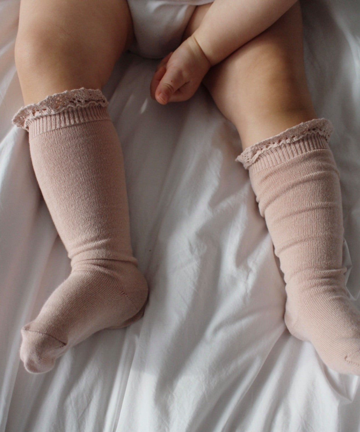 Condor Knæstrømper m/ Blondekant Rosa Empo