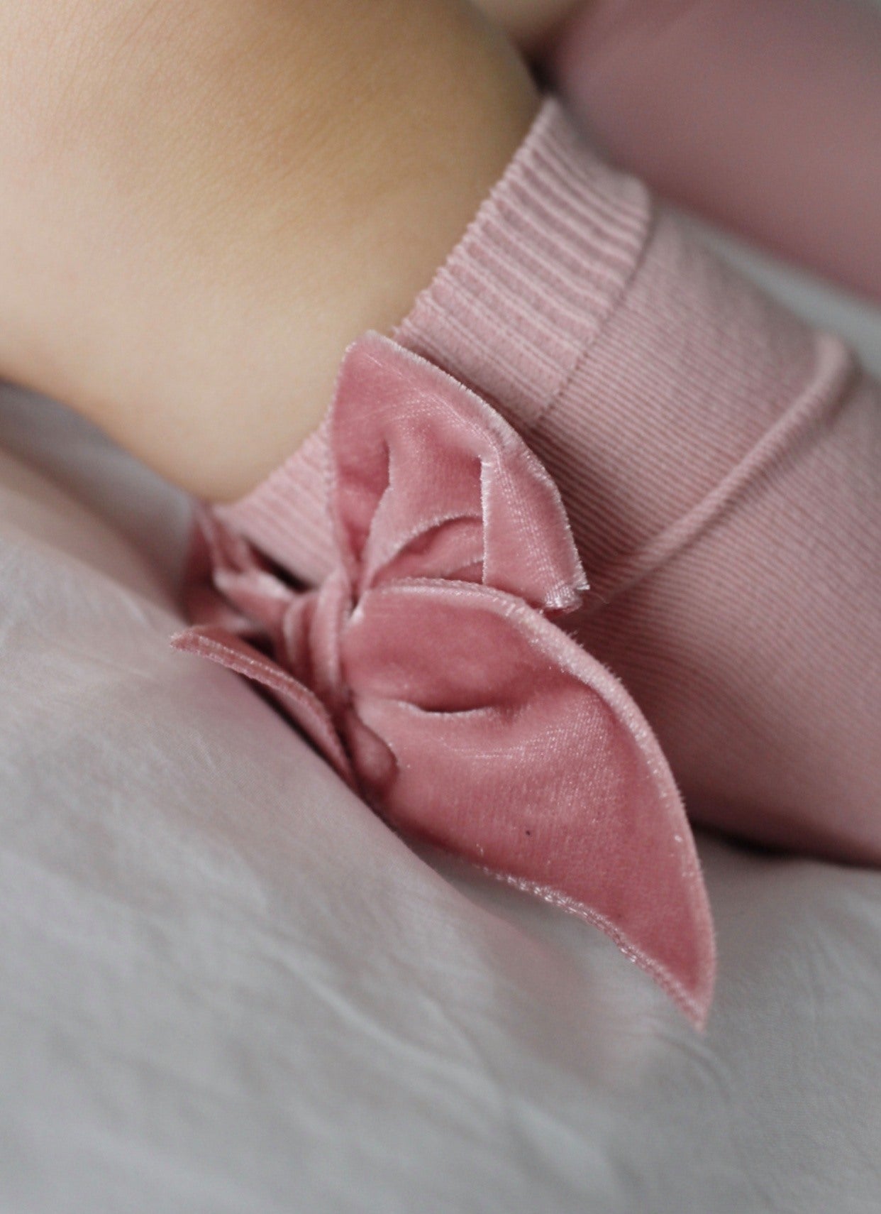 Condor Knæstrømper med Velour Sløjfe - Rosa Palo