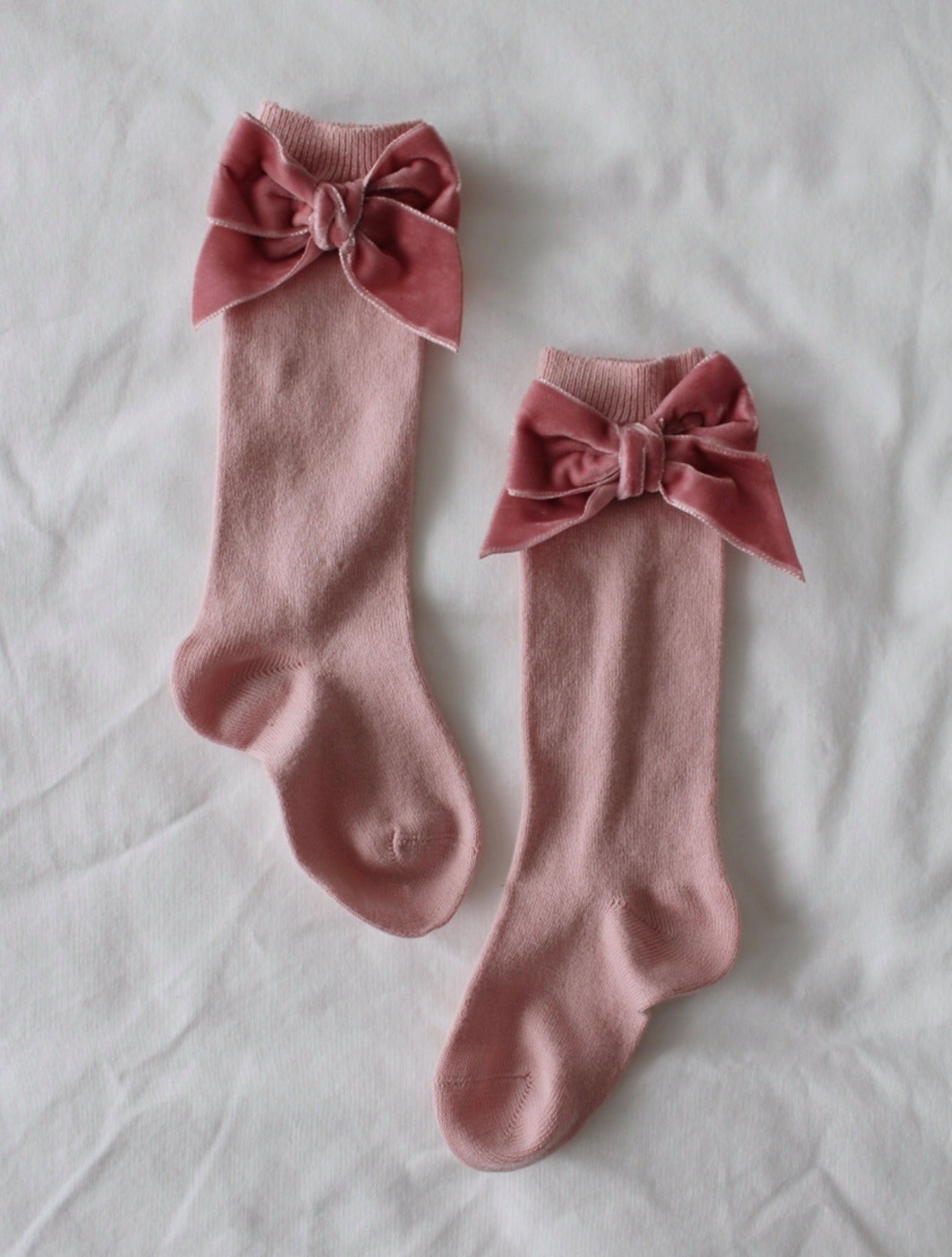 Condor Knæstrømper med Velour Sløjfe - Rosa Palo