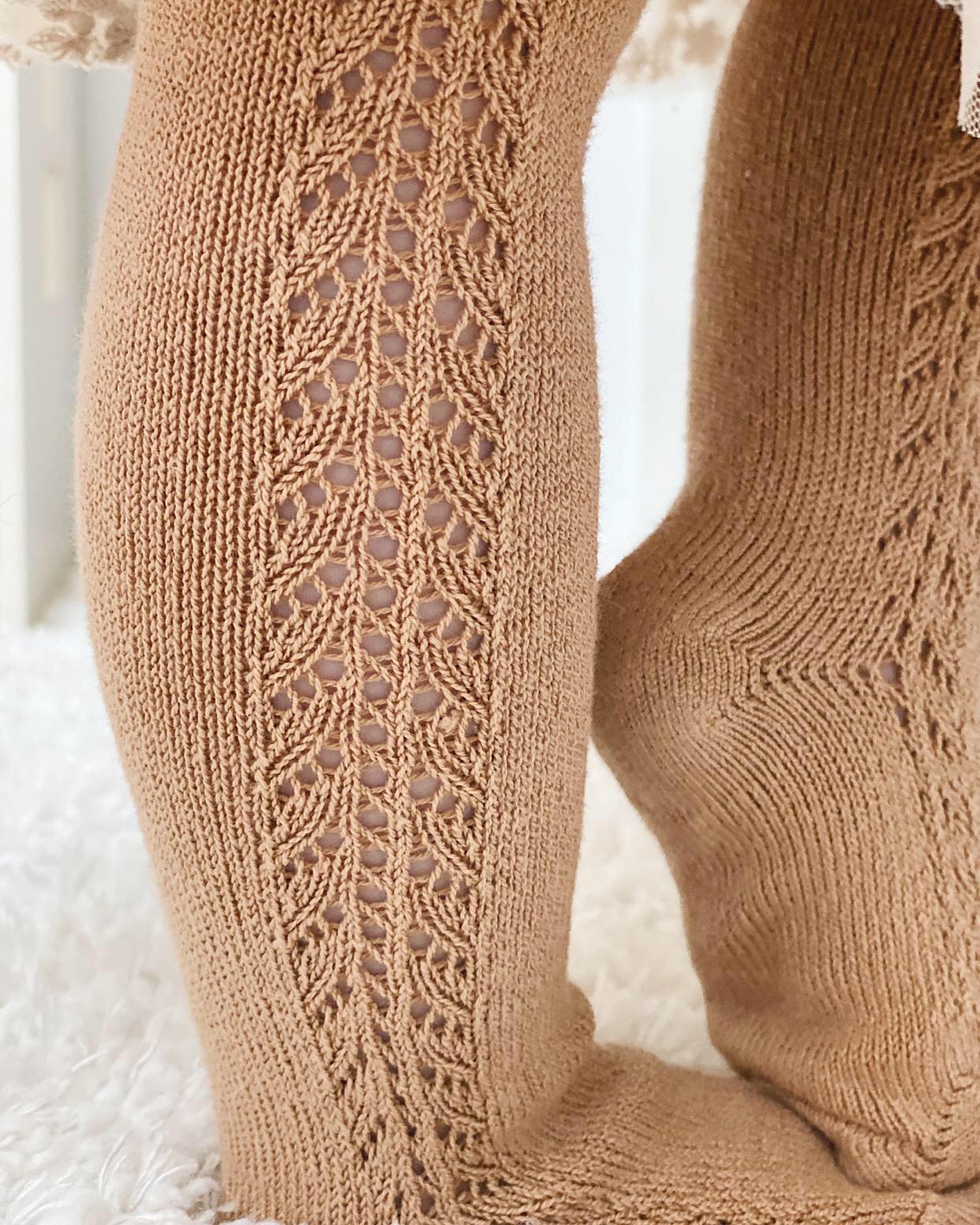 Condor Strømpebukser med Hulmønster - Camel