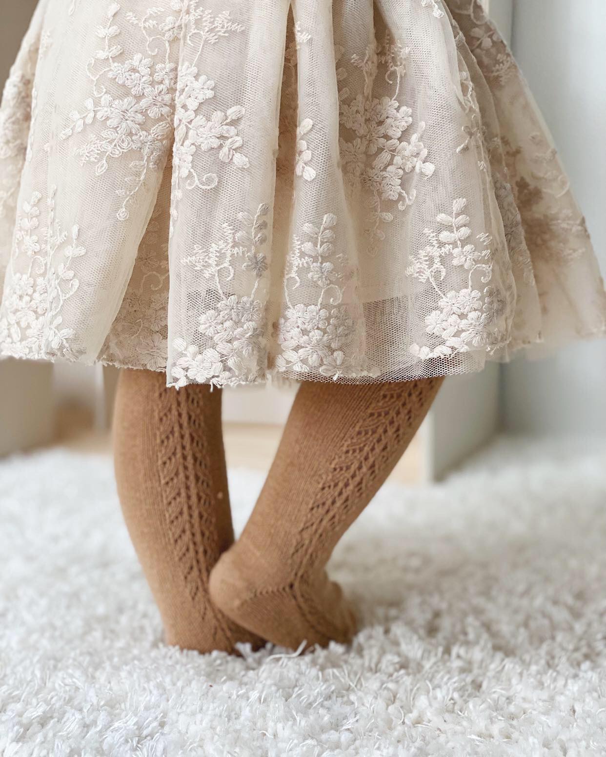 Condor Strømpebukser med Hulmønster - Camel