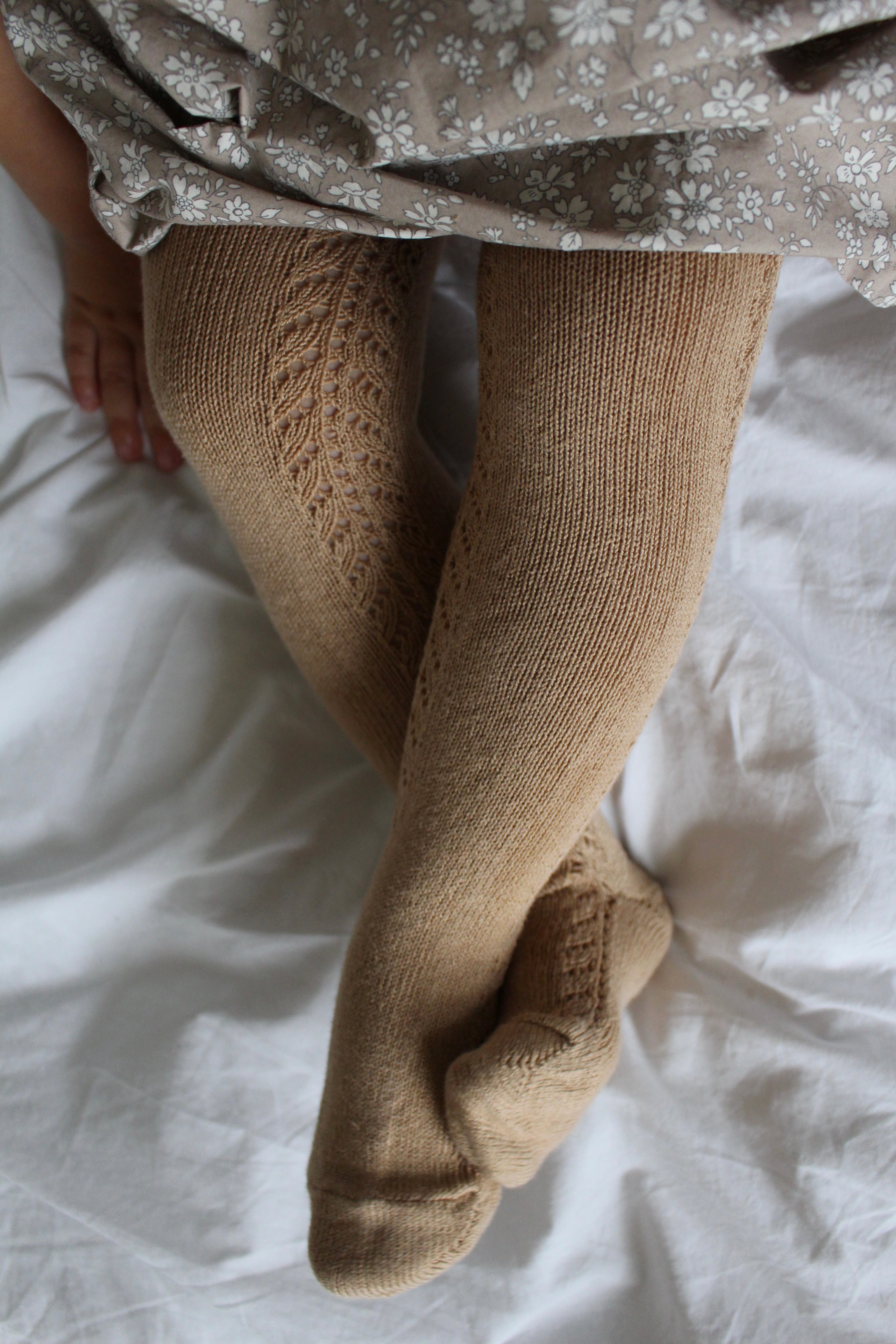 Condor Strømpebukser med Hulmønster - Camel