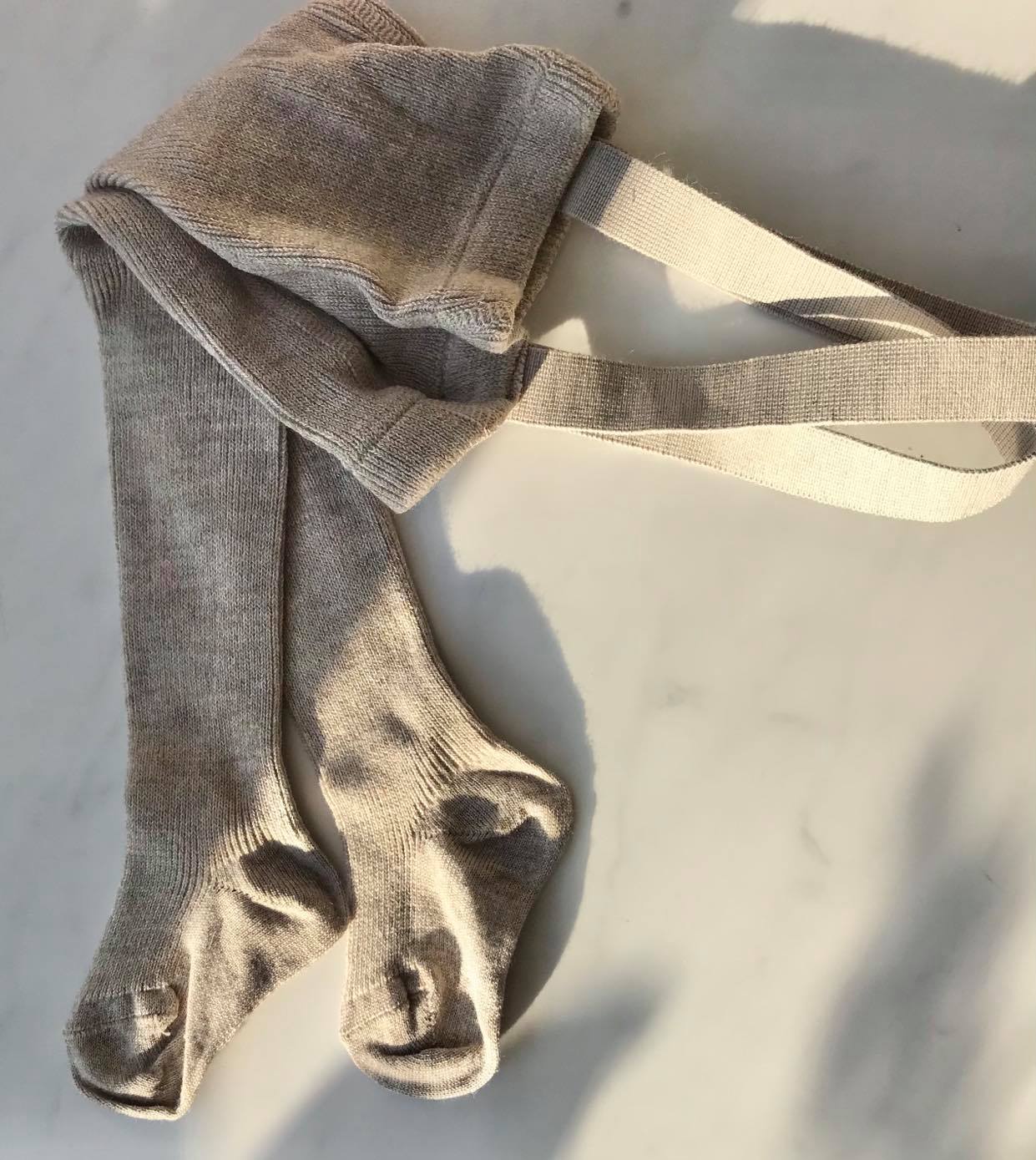 Condor Strømpebukser m/Seler Uld - Oat Meal