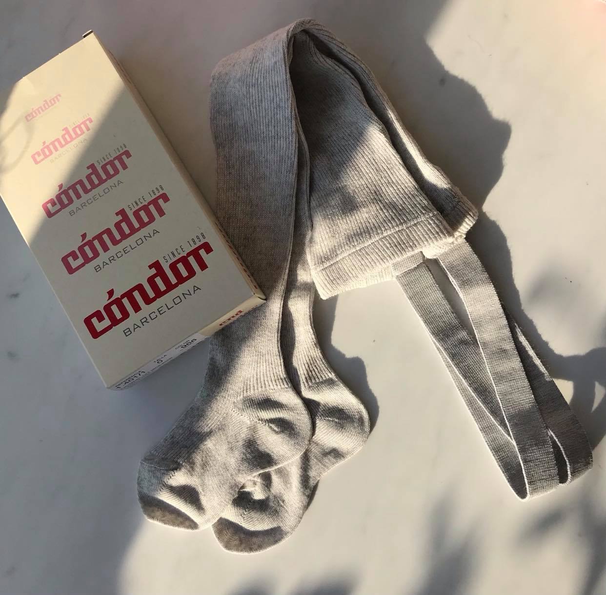 Condor Strømpebukser m/Seler Uld Lys Grå