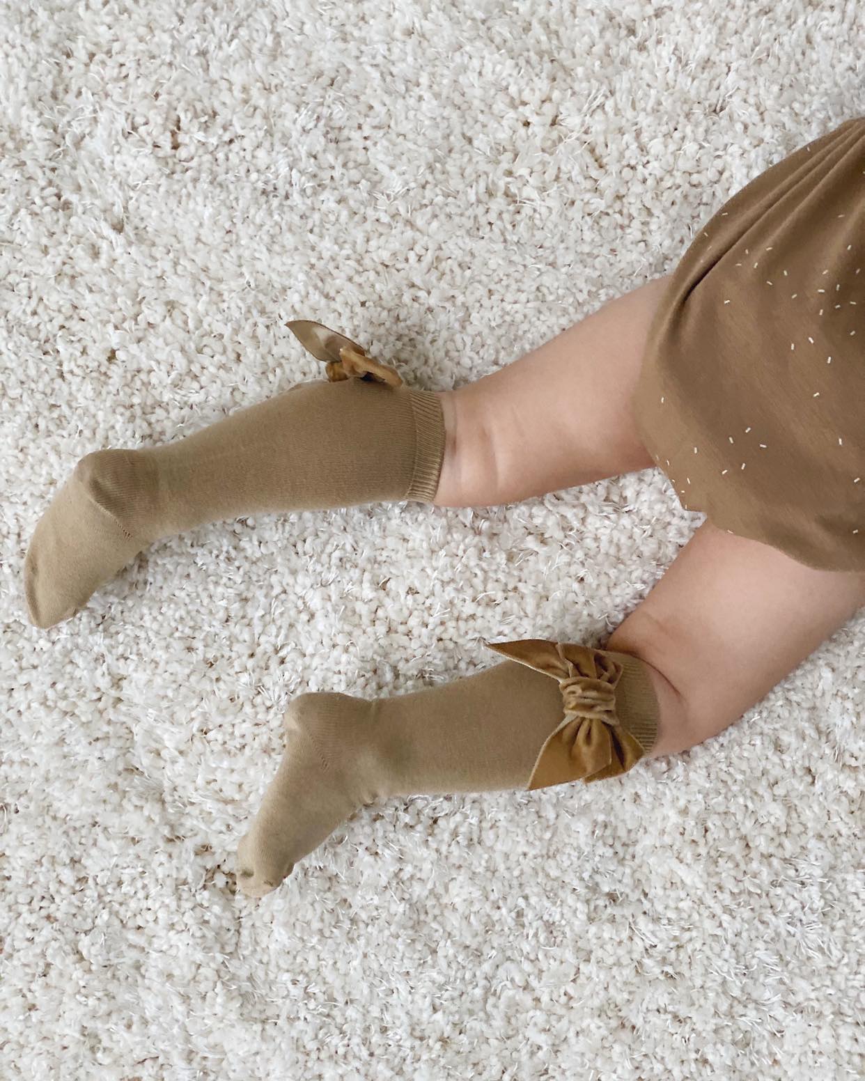 Condor Knæstrømper med Velour Sløjfe Beige