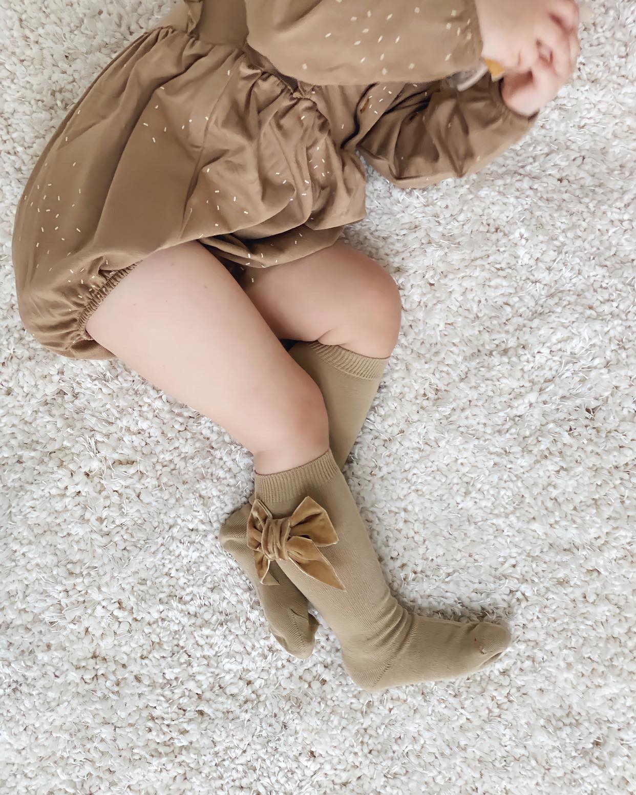 Condor Knæstrømper med Velour Sløjfe Beige