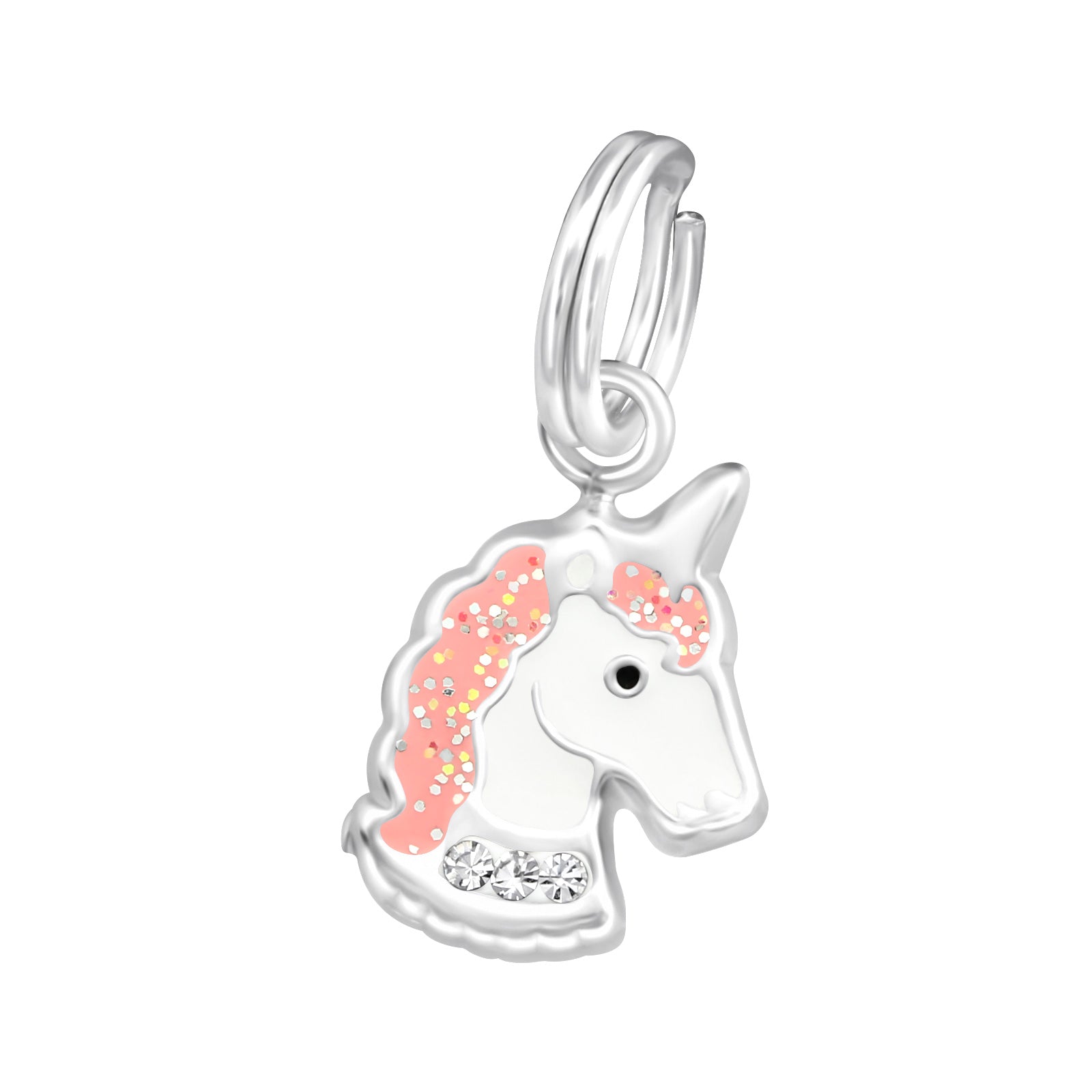 Halskæde Enhjørning Rosa med Klare Sten