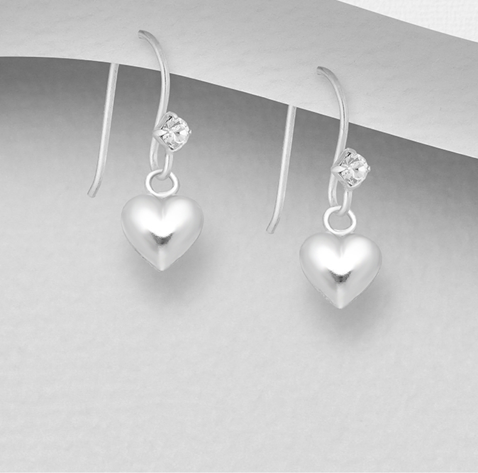 Øreringe m/Zirkonia Sten & Hjerte