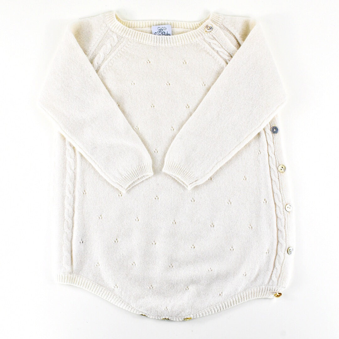 Cashmere Bodystocking str. ca 2 år - Elfenbensfarvet