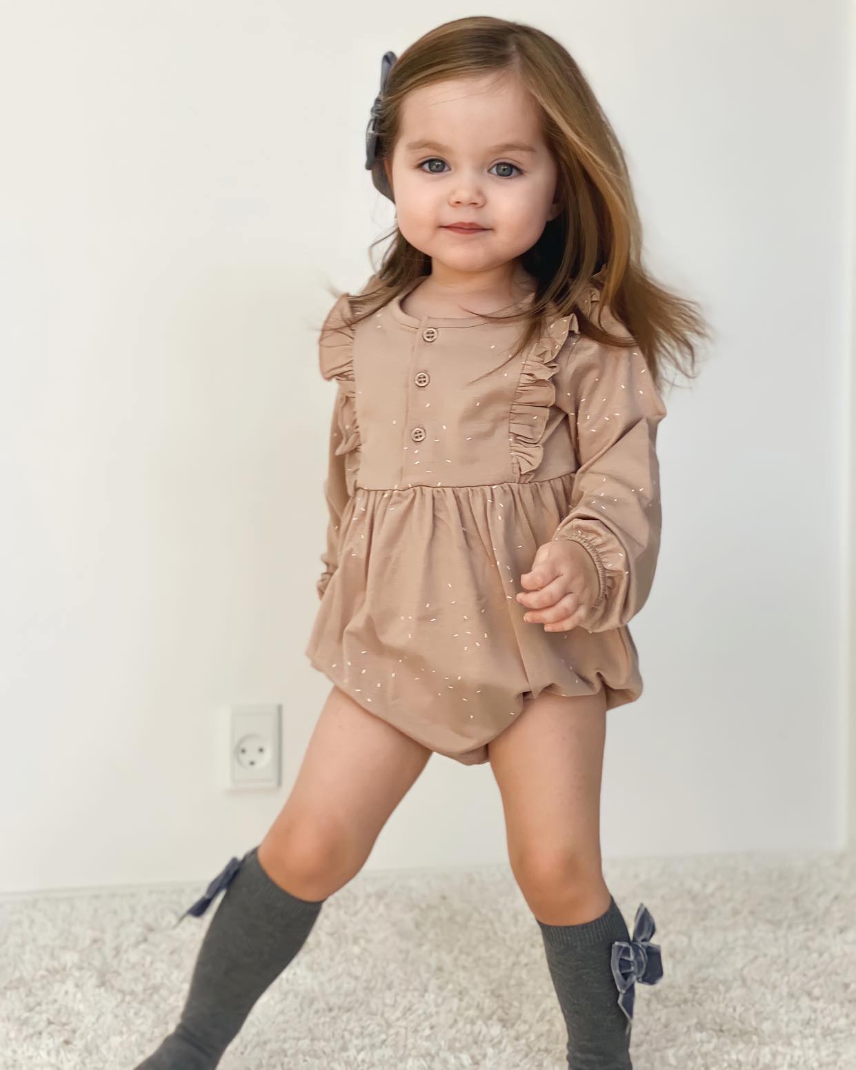 Condor Knæstrømper med Velour Sløjfe Grå